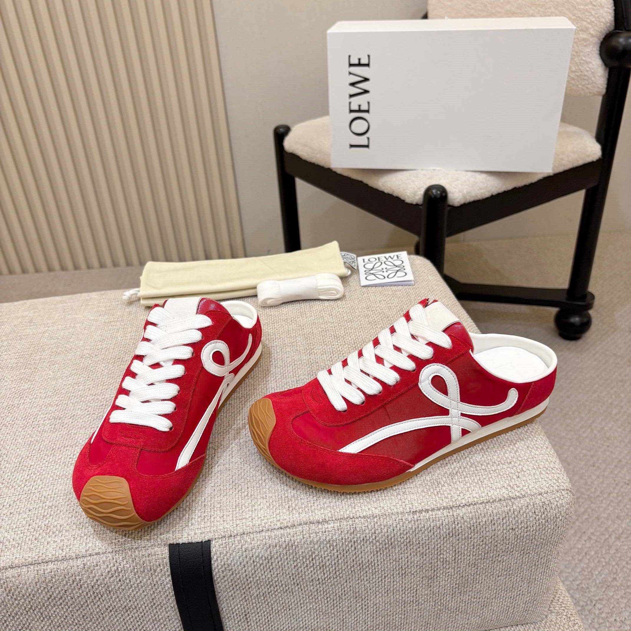 Loewe Ballet Runner Slip-On Red Suede Nylon 833799