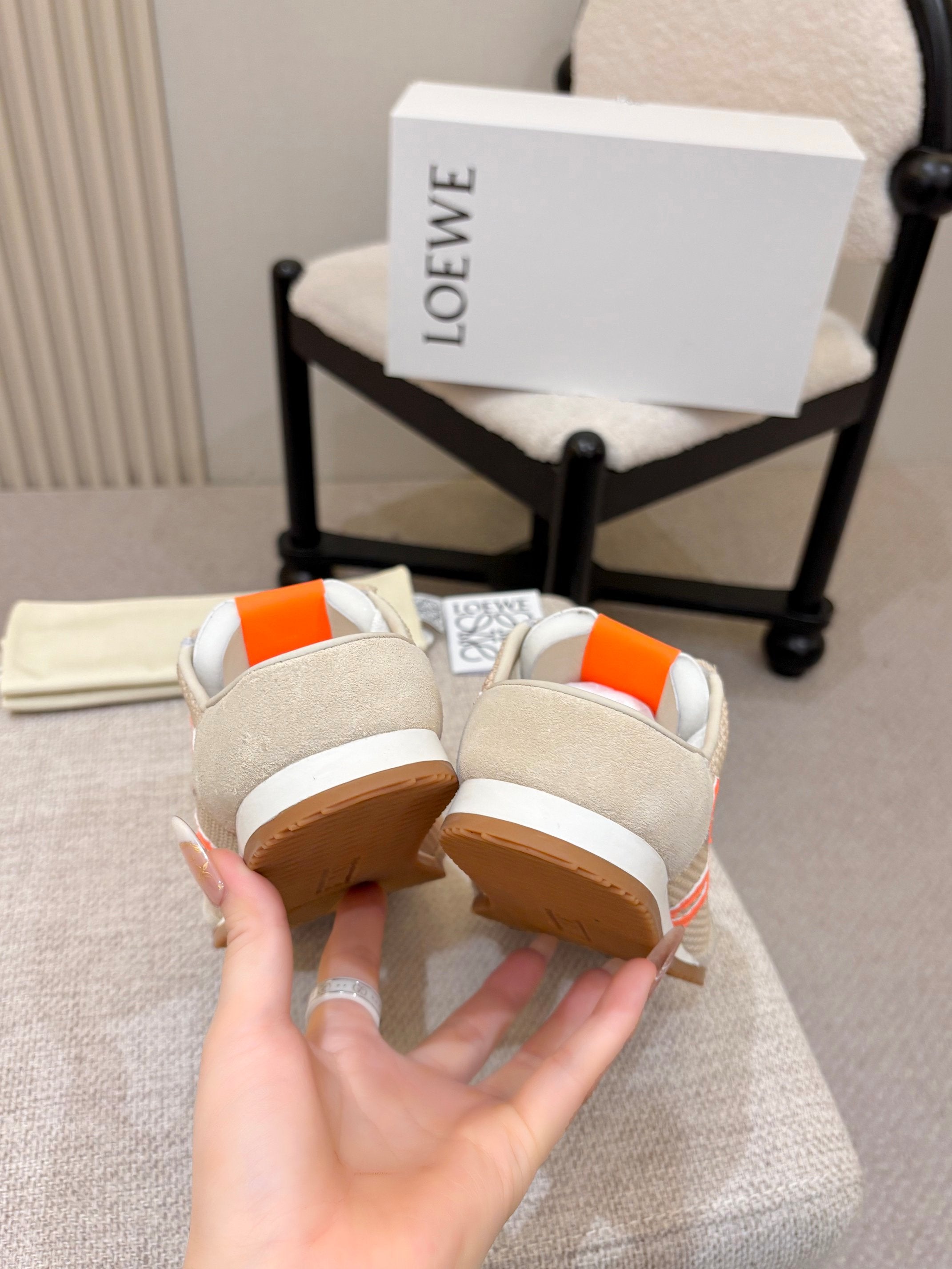 Loewe Ballet Runner Slip-On Light Grey Suede Mesh 833798