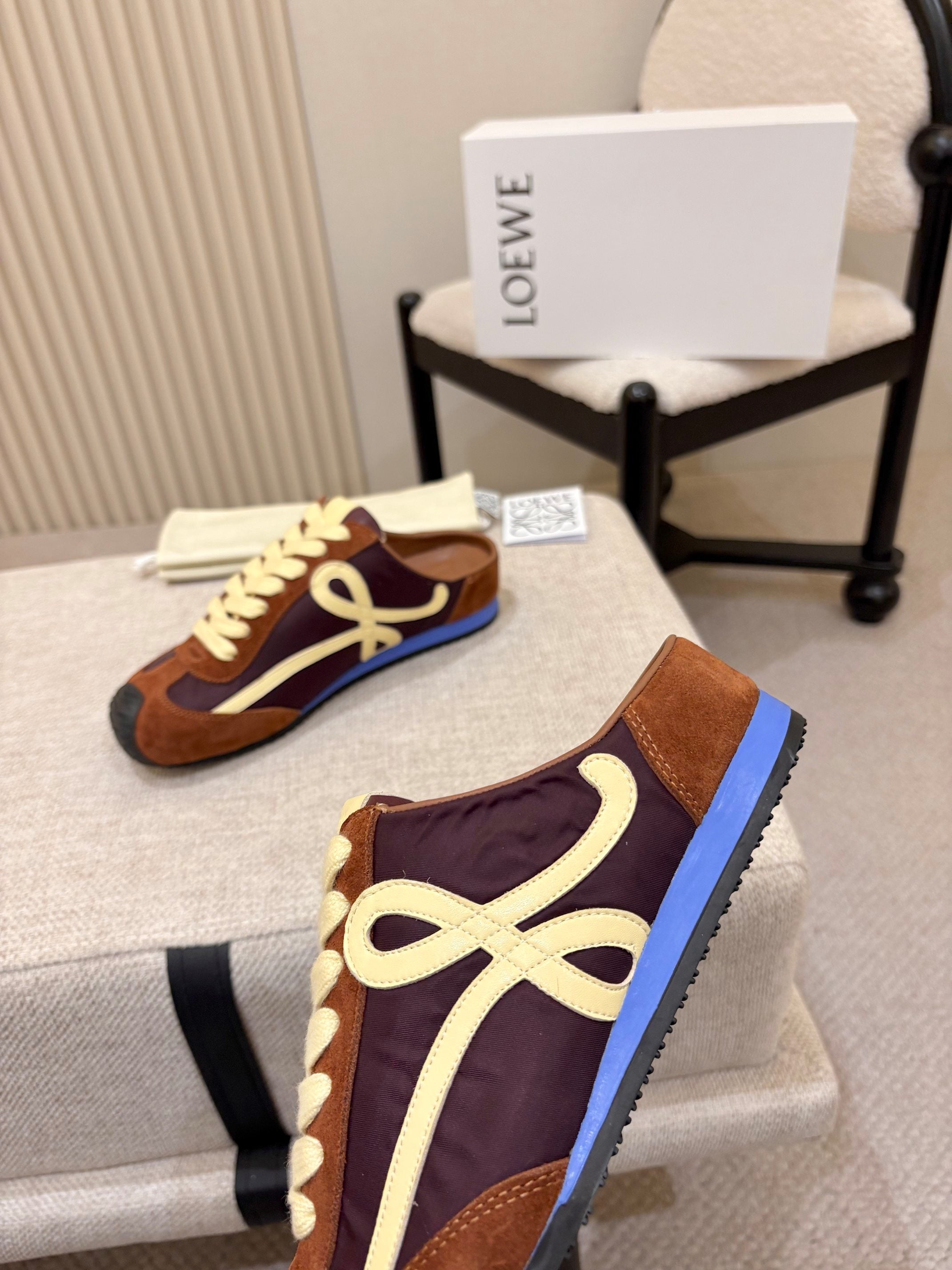 Loewe Ballet Runner Slip-On Coffee Suede Nylon 833801
