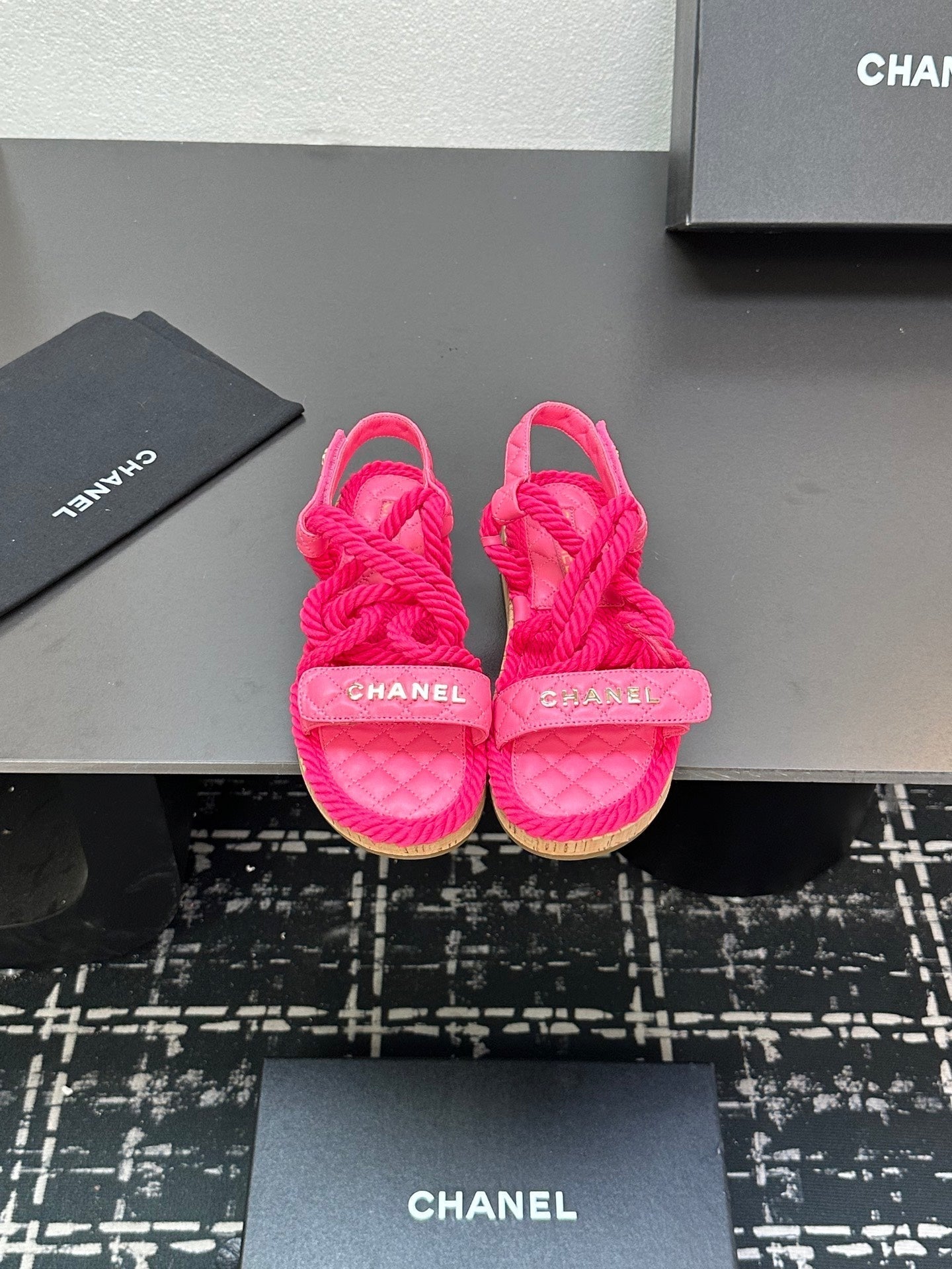 CC Sandals Pink Rope Lambskin 331278