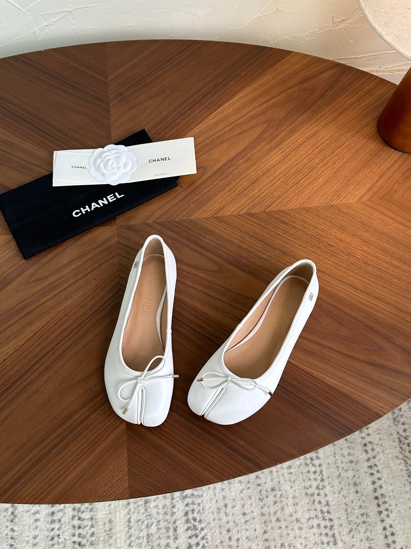 CC 26s Split-Toe Ballet Flat White Lambskin 938194