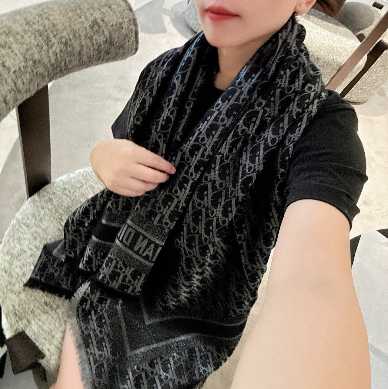 Dior 26s Scarf 140cm In Cashmere Silk 262319