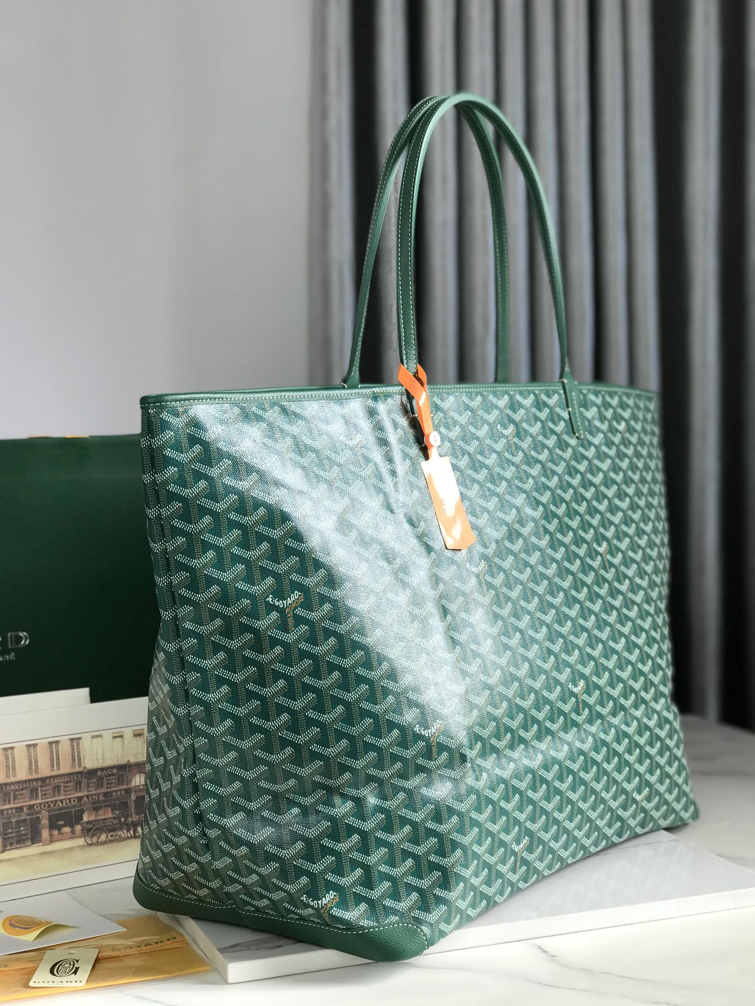 Goyard Artois GM Bag 37cm Green Canvas & Calfskin