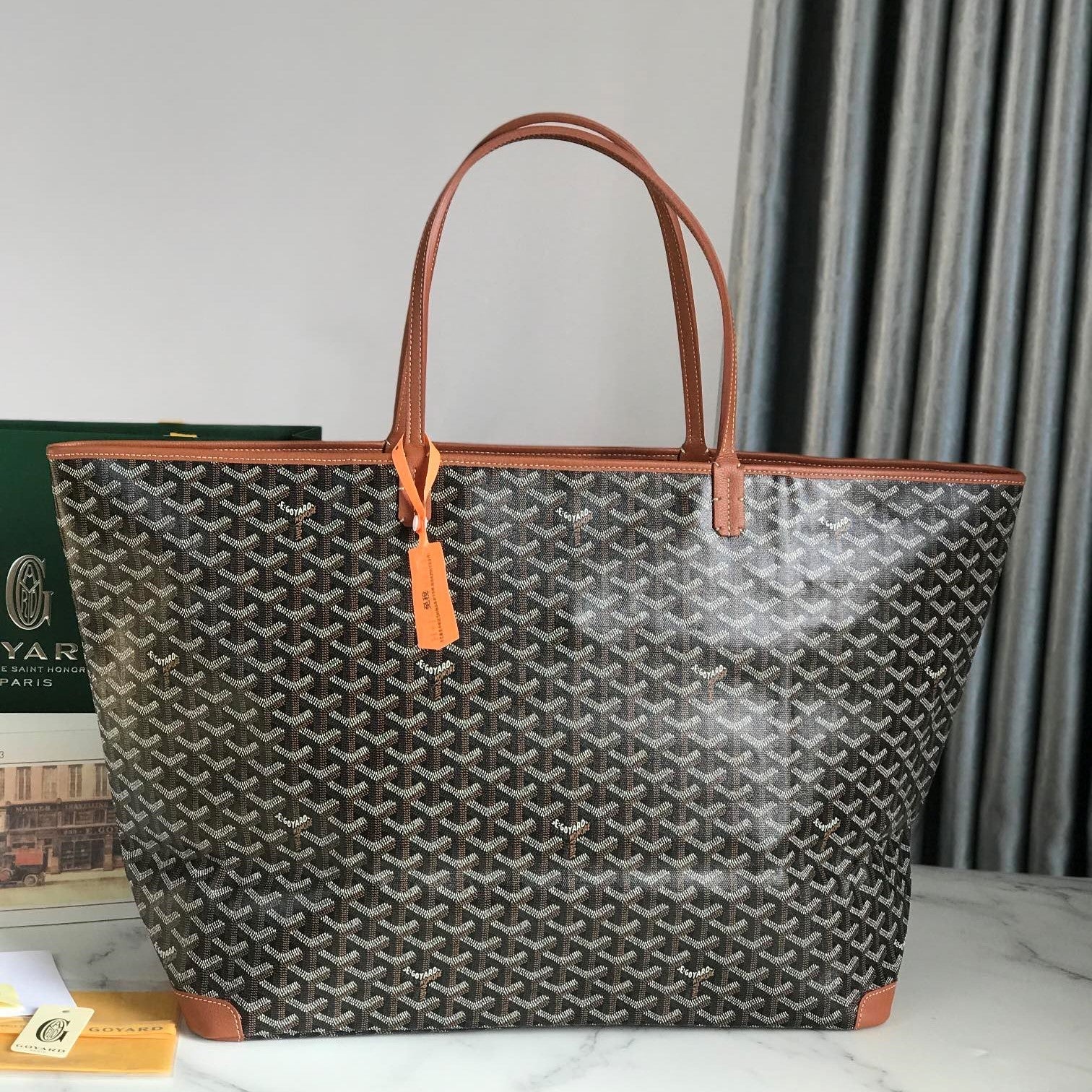 Goyard Artois GM Bag 37cm Black Tan Canvas & Calfskin