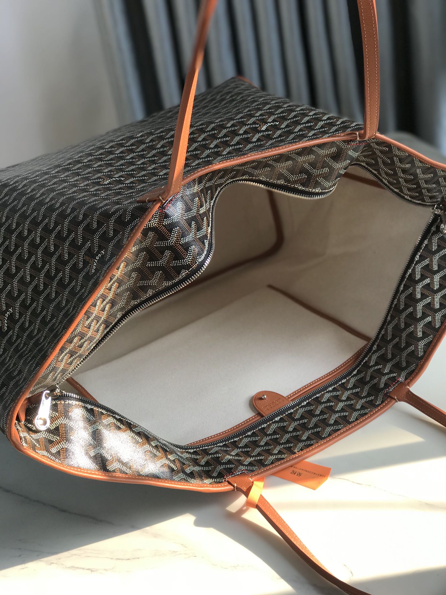 Goyard Artois GM Bag 37cm Black Tan Canvas & Calfskin