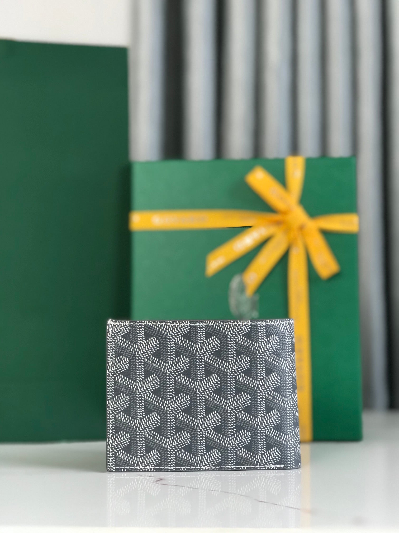 Goyard Victoire Wallet 11cm Grey Canvas & Cafskin
