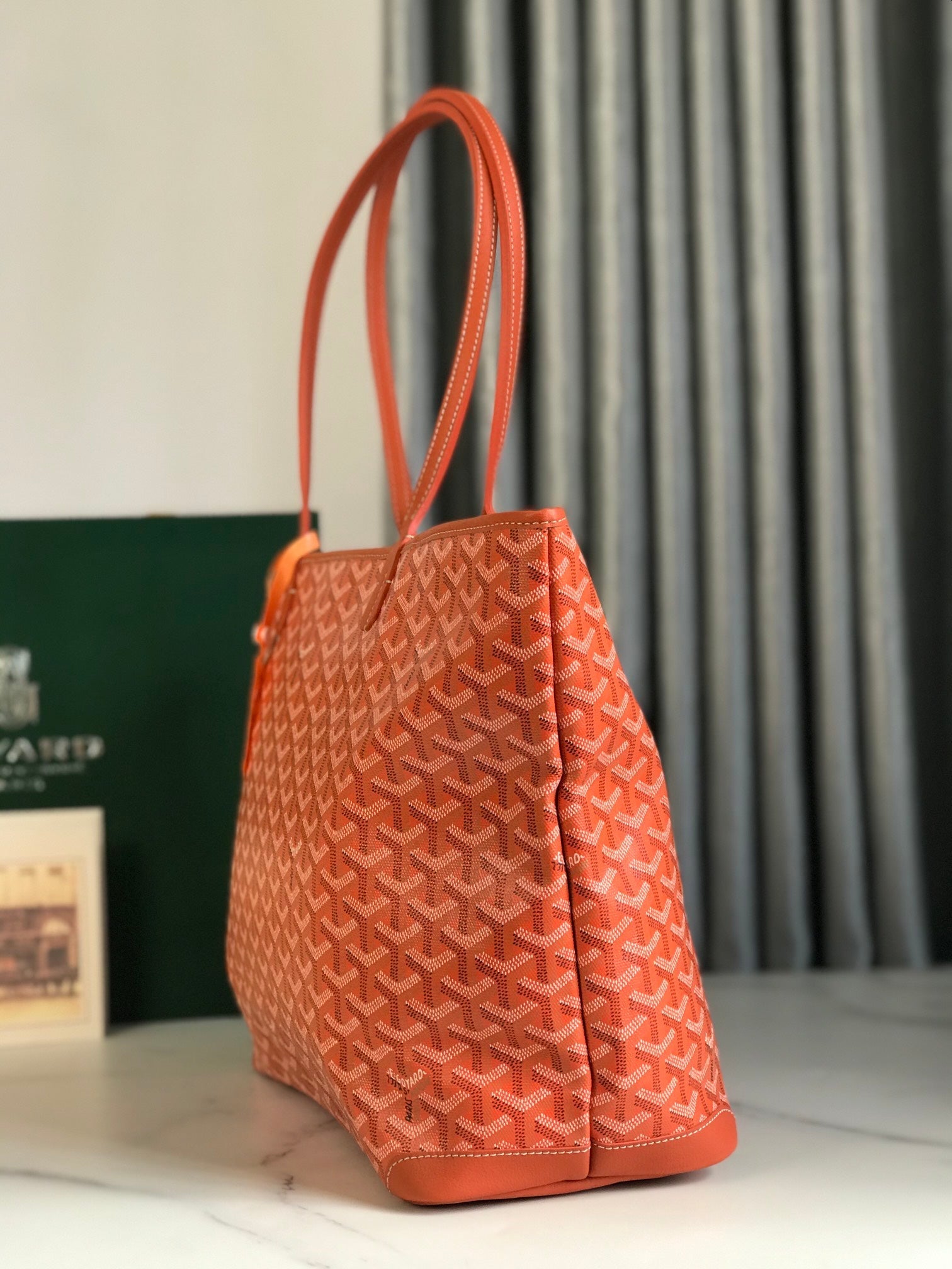Goyard Artois PM Bag 35cm Orange Canvas & Calfskin