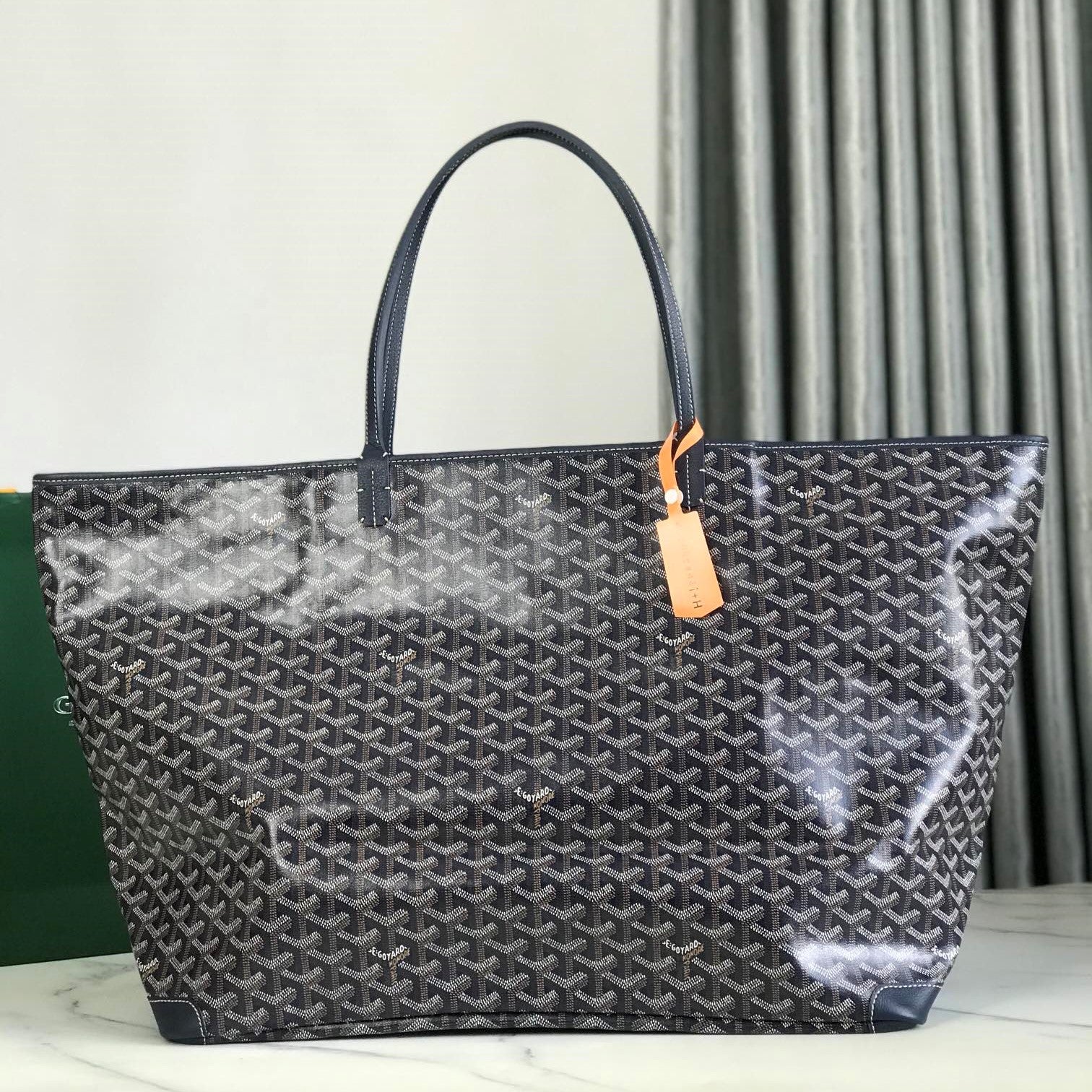 Goyard Artois GM Bag 37cm Navy Blue Canvas & Calfskin
