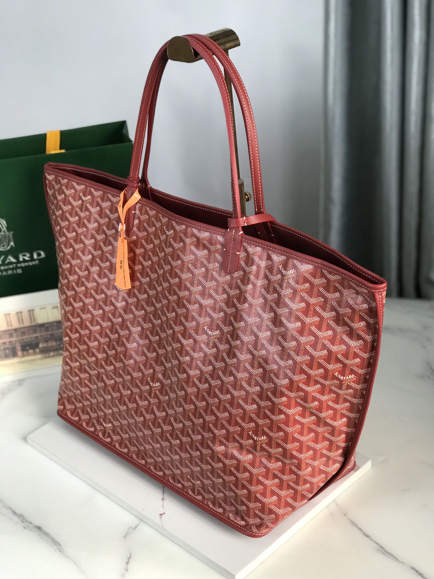 Goyard Anjou GM Bag 39cm Red Calfskin Goyardine Canvas 290824