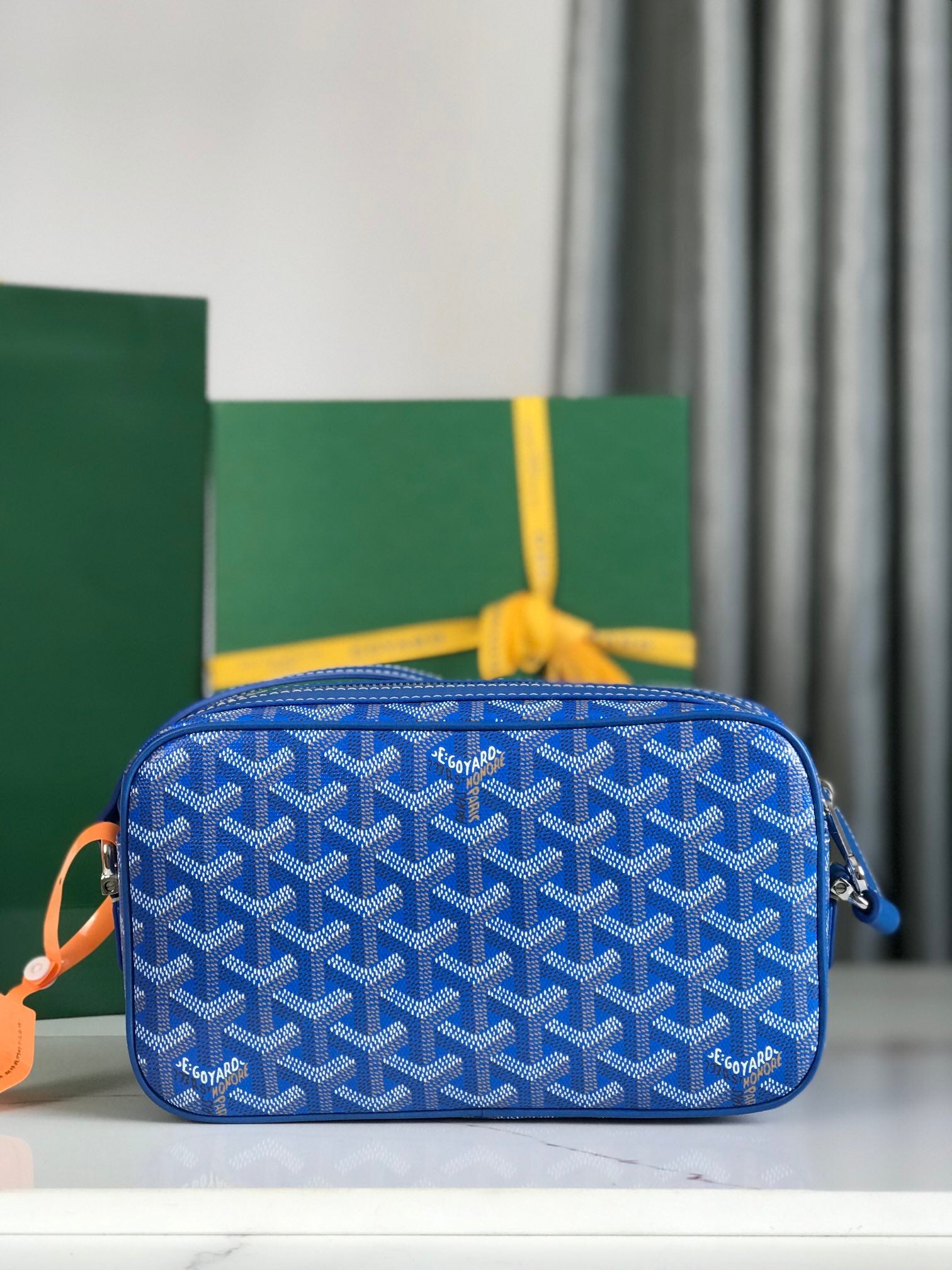 Goyard Cap-Vert Camera Bag Blue Calfskin Canvas 290853