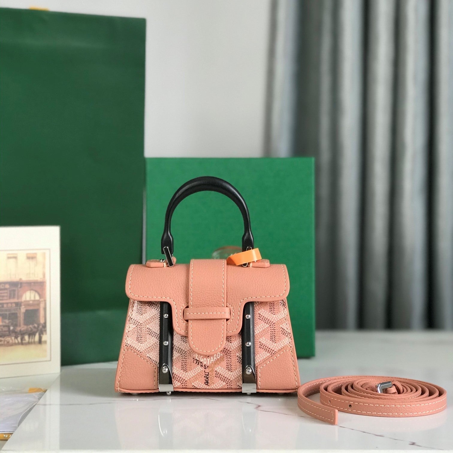Goyard Saïgon Nano Mini Bag 14.5cm Pink Canvas & Calfskin