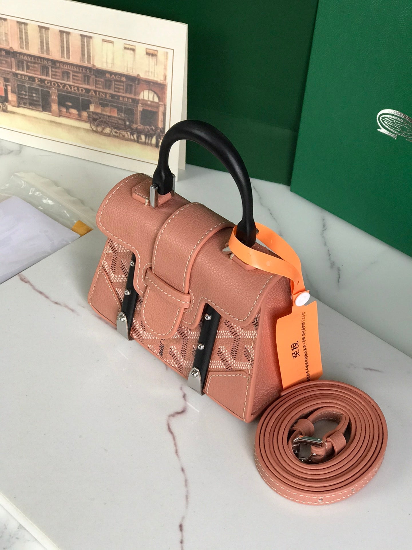 Goyard Saïgon Nano Mini Bag 14.5cm Pink Canvas & Calfskin