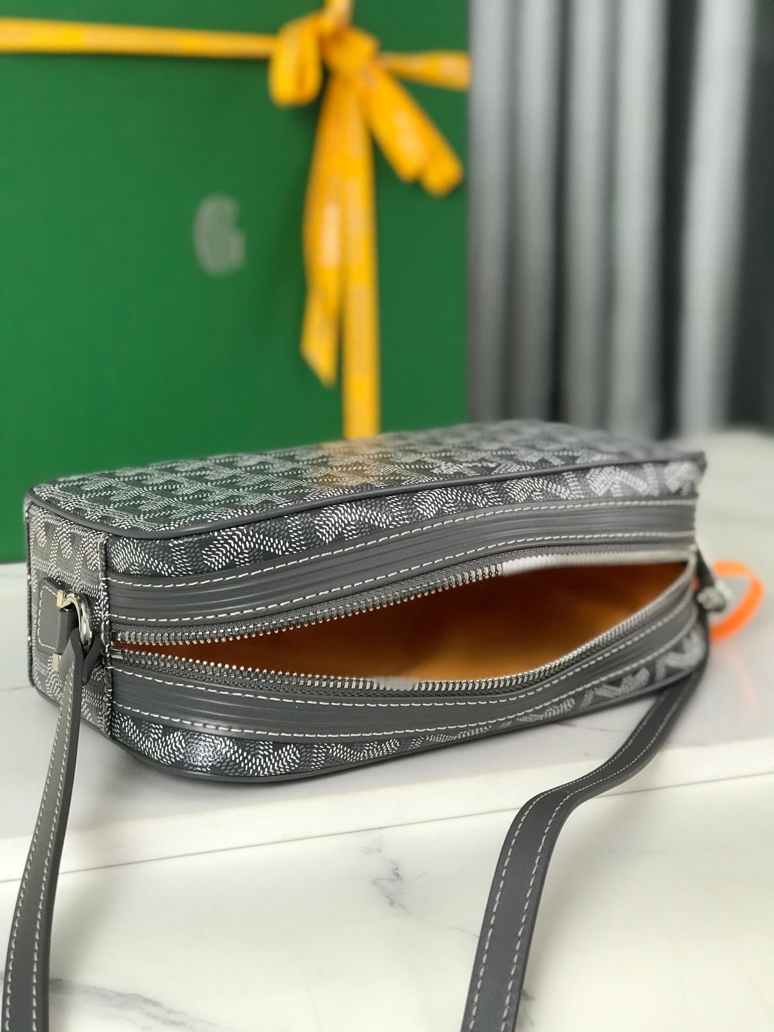 Goyard Cap-Vert Camera Bag Grey Calfskin Canvas 290855