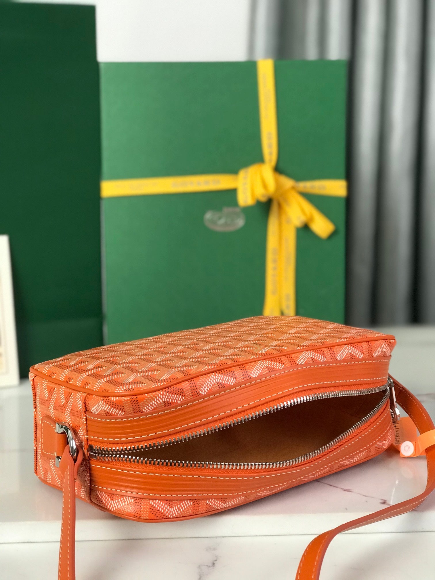 Goyard Cap-Vert Camera Bag Orange Calfskin Canvas 290859