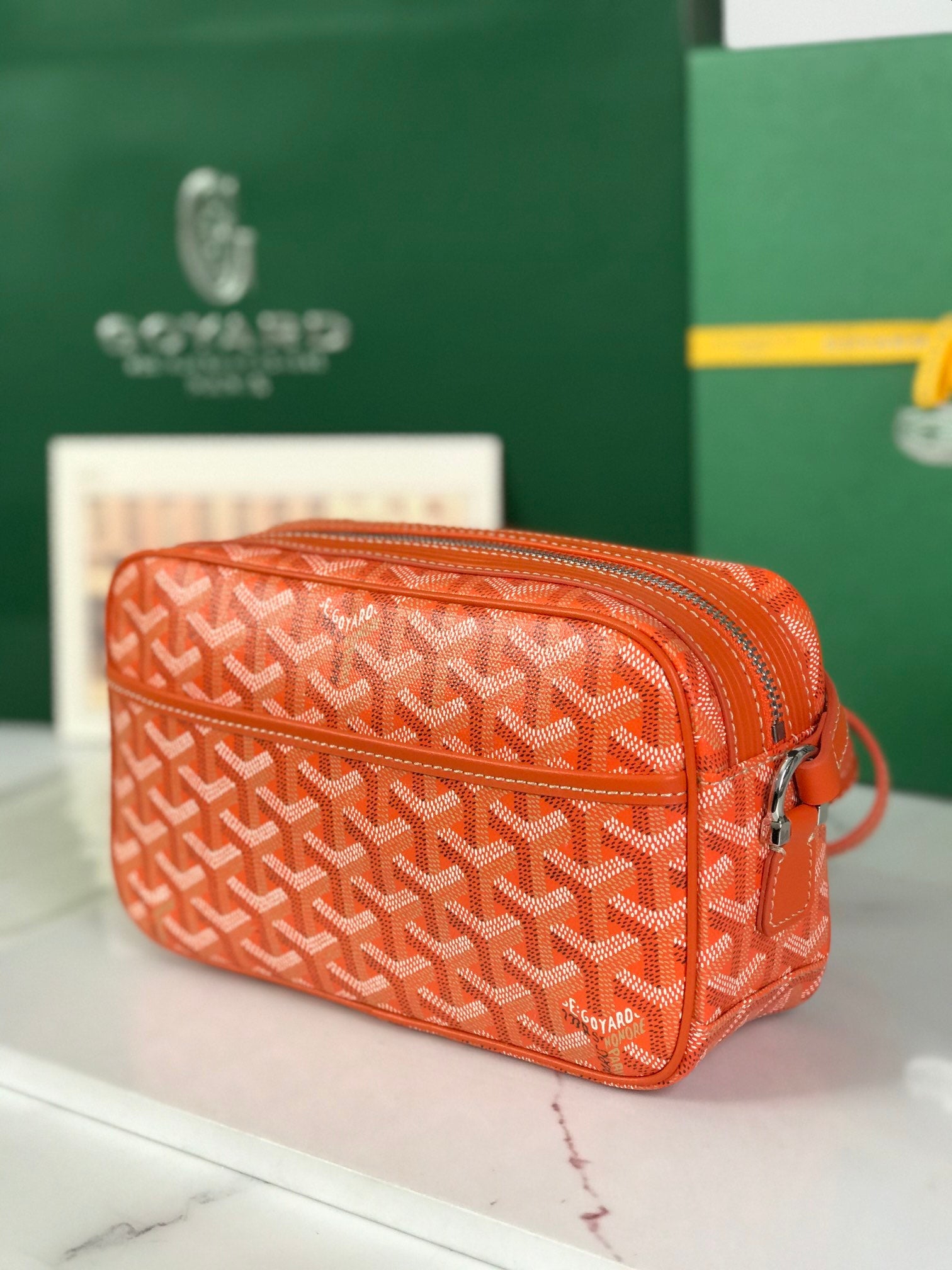 Goyard Cap-Vert Camera Bag Orange Calfskin Canvas 290859