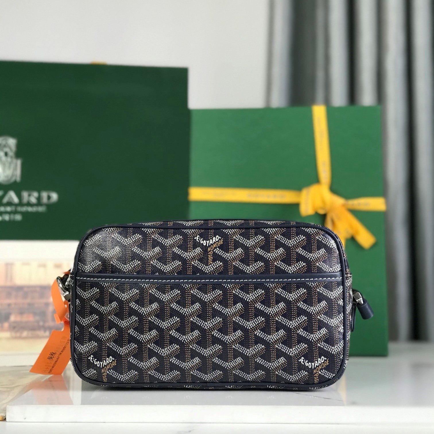 Goyard Cap-Vert Camera Bag Dark Blue Calfskin Canvas 290852