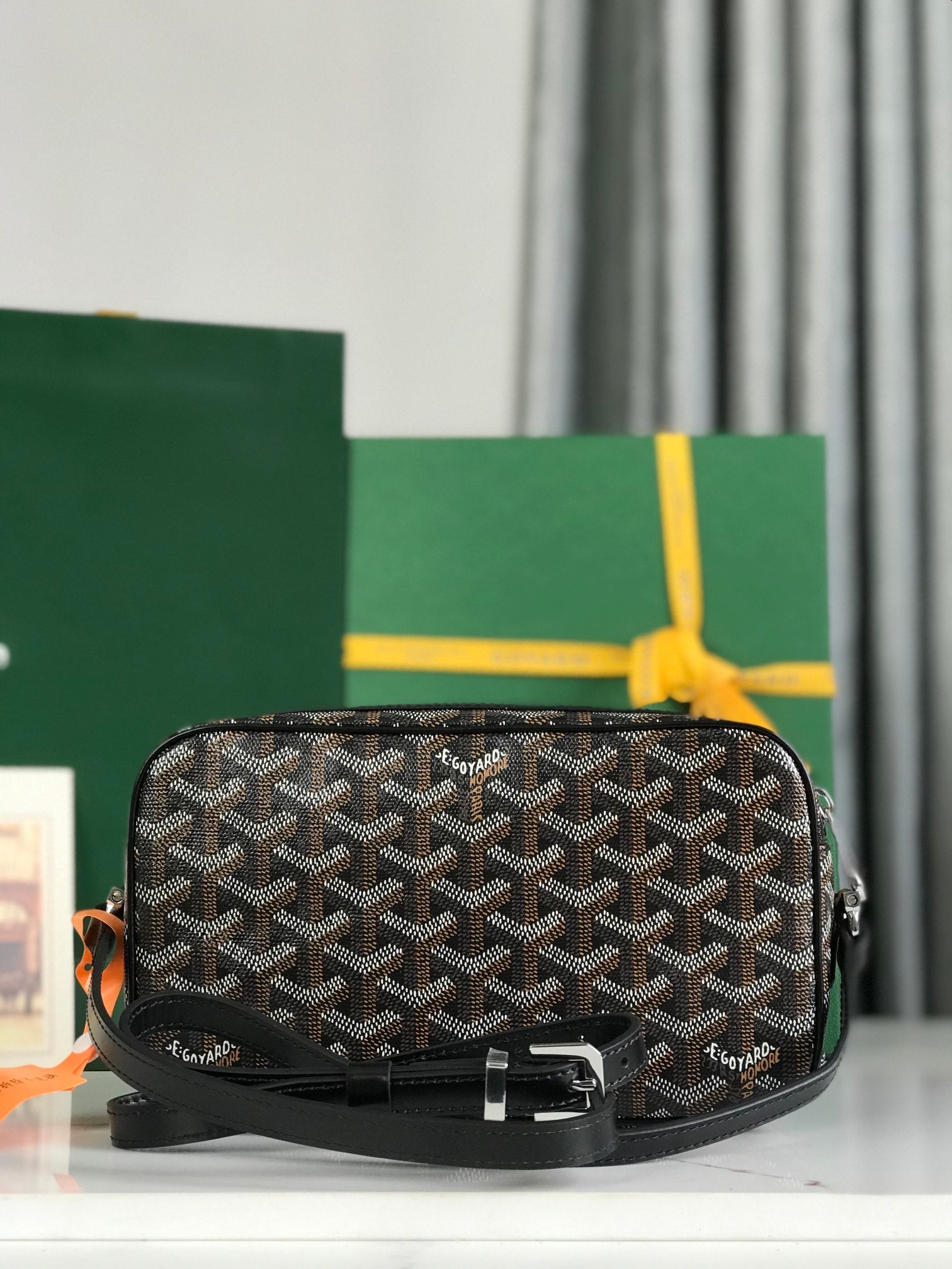 Goyard Cap-Vert Camera Bag Black Calfskin Canvas 290850