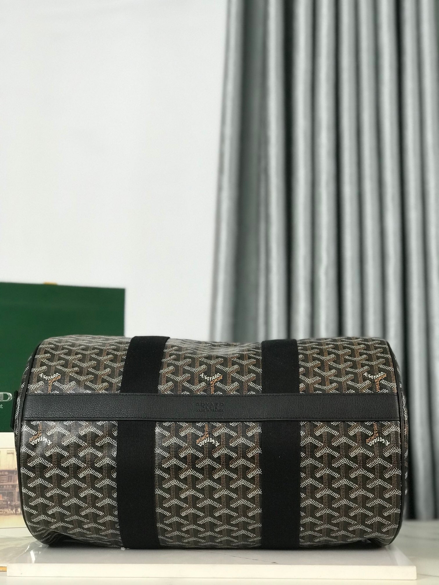 Goyard Barrel 40 Sports Bag Black Canvas & Calfskin