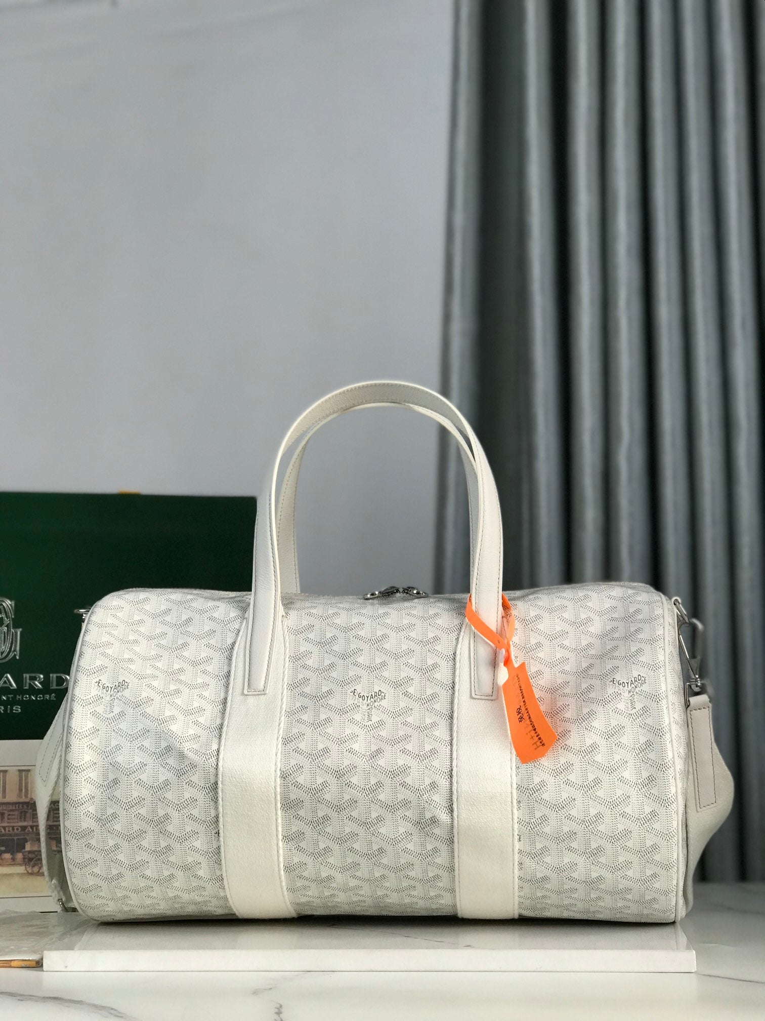 Goyard Barrel 40 Sports Bag White Canvas & Calfskin