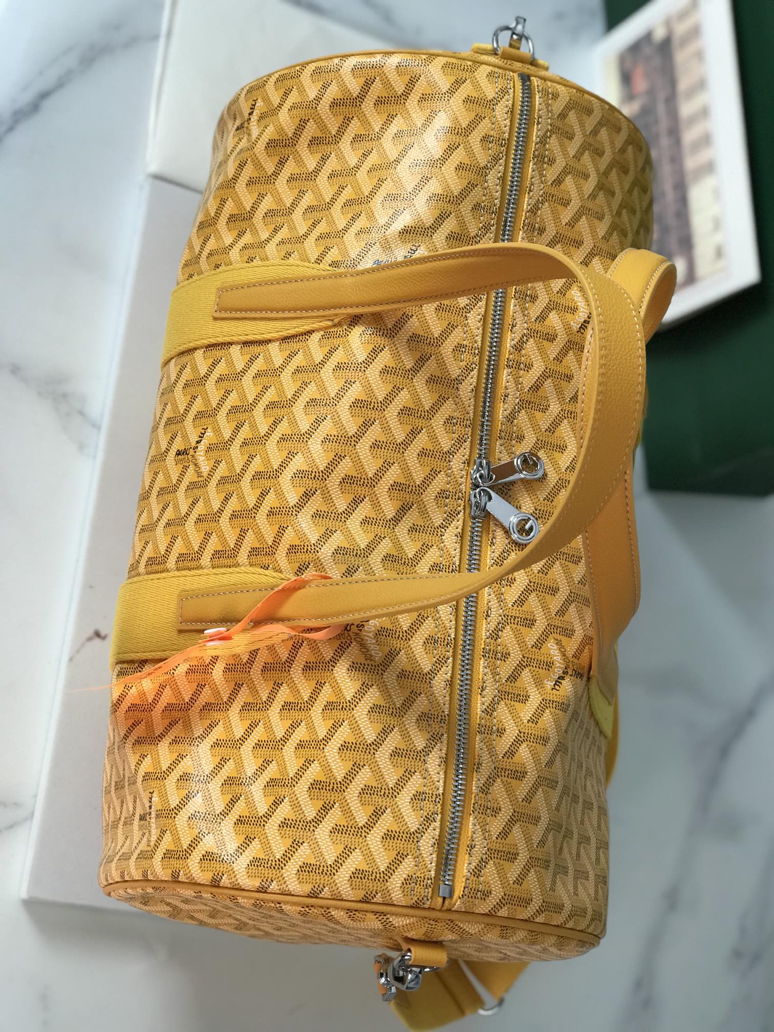 Goyard Barrel 40 Sports Bag Yellow Canvas & Calfskin