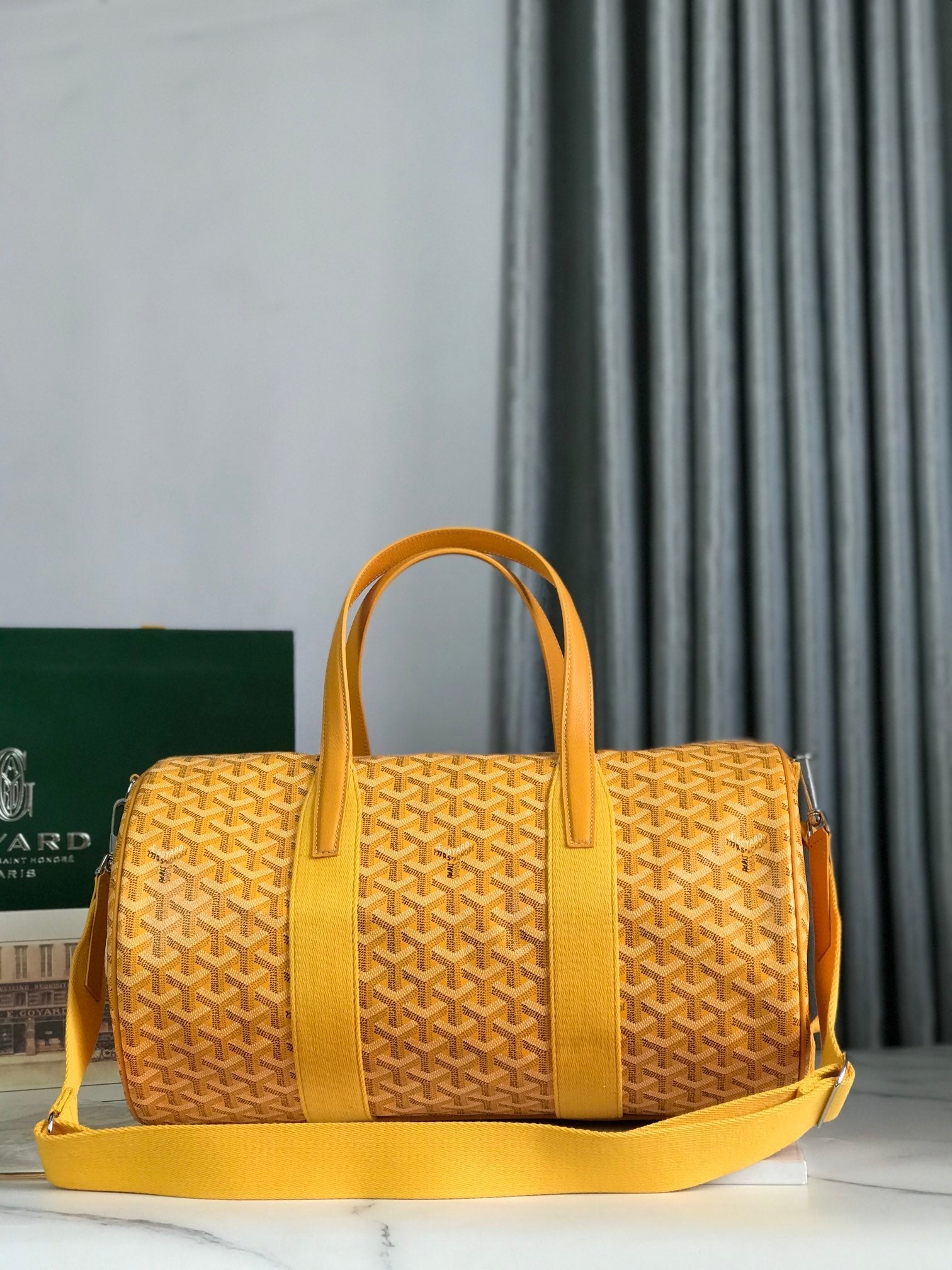 Goyard Barrel 40 Sports Bag Yellow Canvas & Calfskin