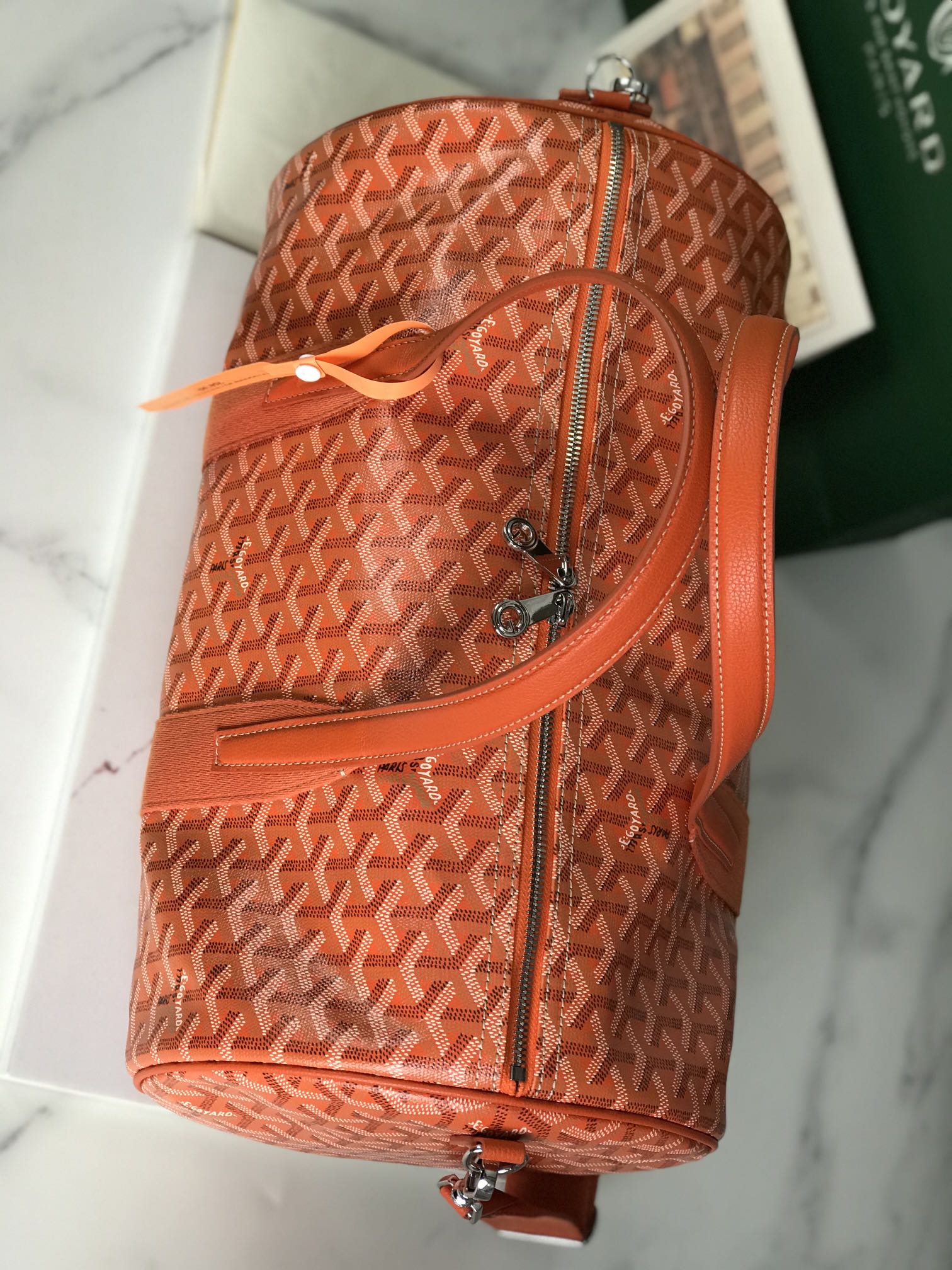Goyard Barrel 40 Sports Bag Orange Canvas & Calfskin