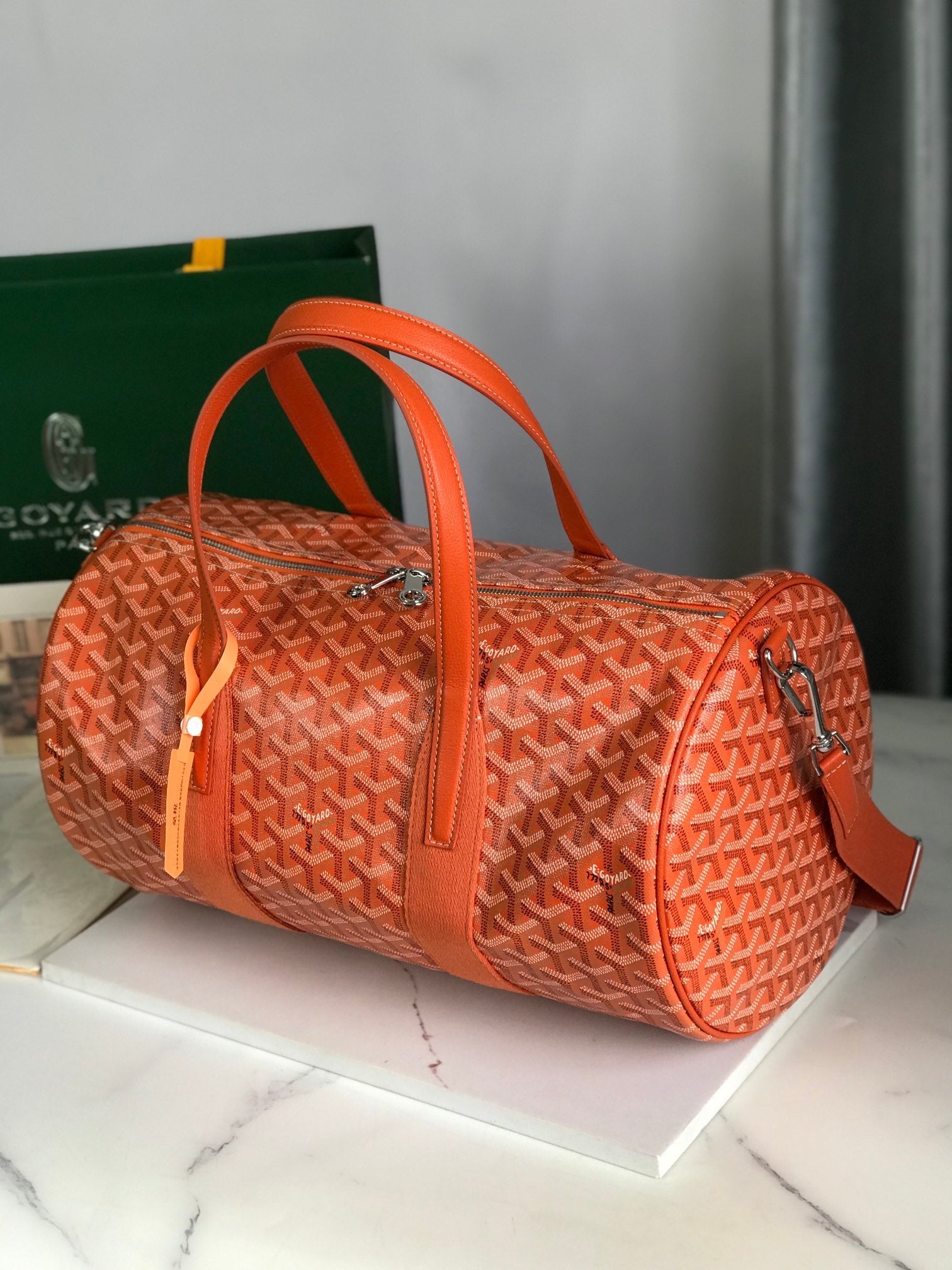 Goyard Barrel 40 Sports Bag Orange Canvas & Calfskin