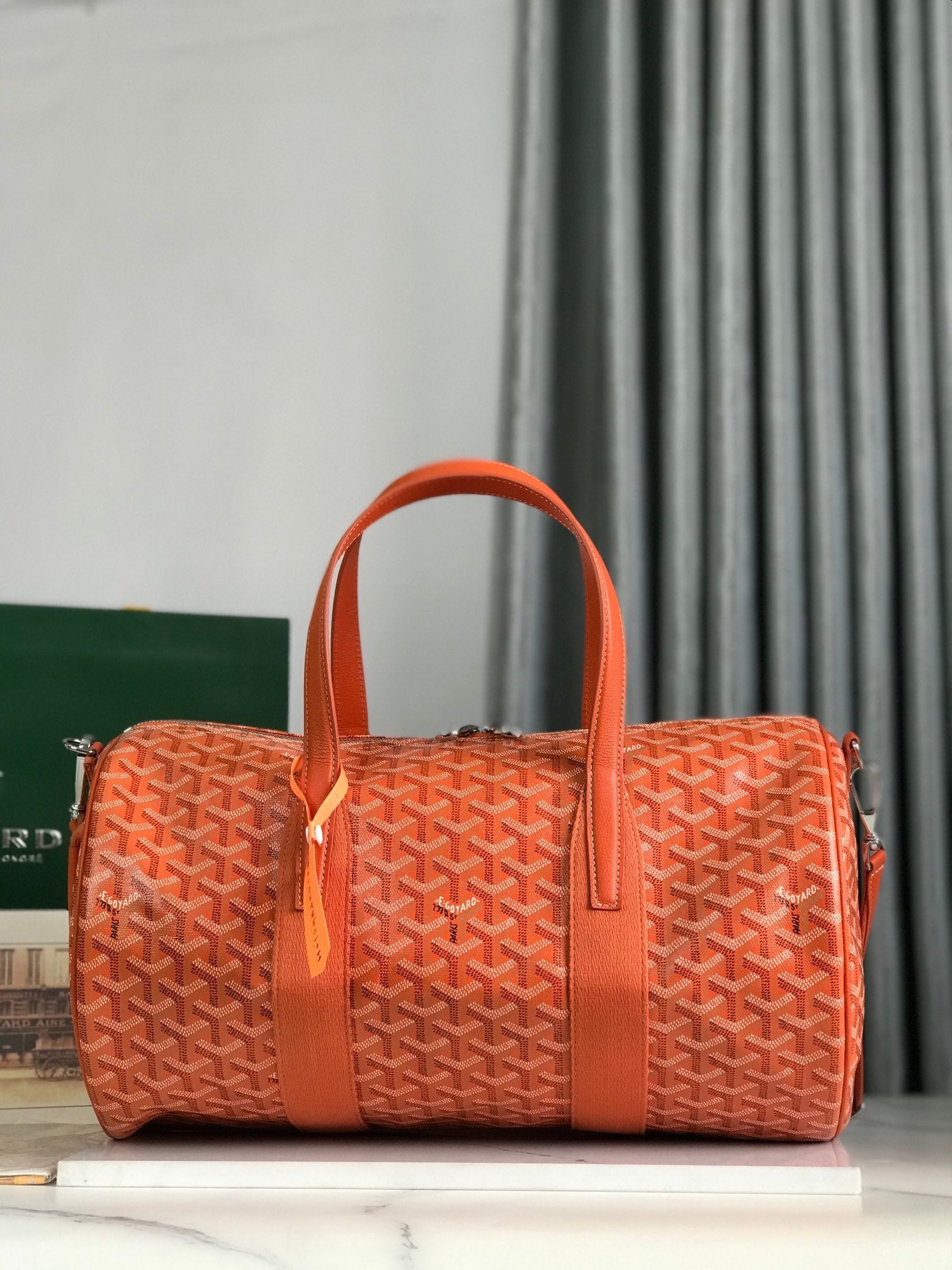 Goyard Barrel 40 Sports Bag Orange Canvas & Calfskin