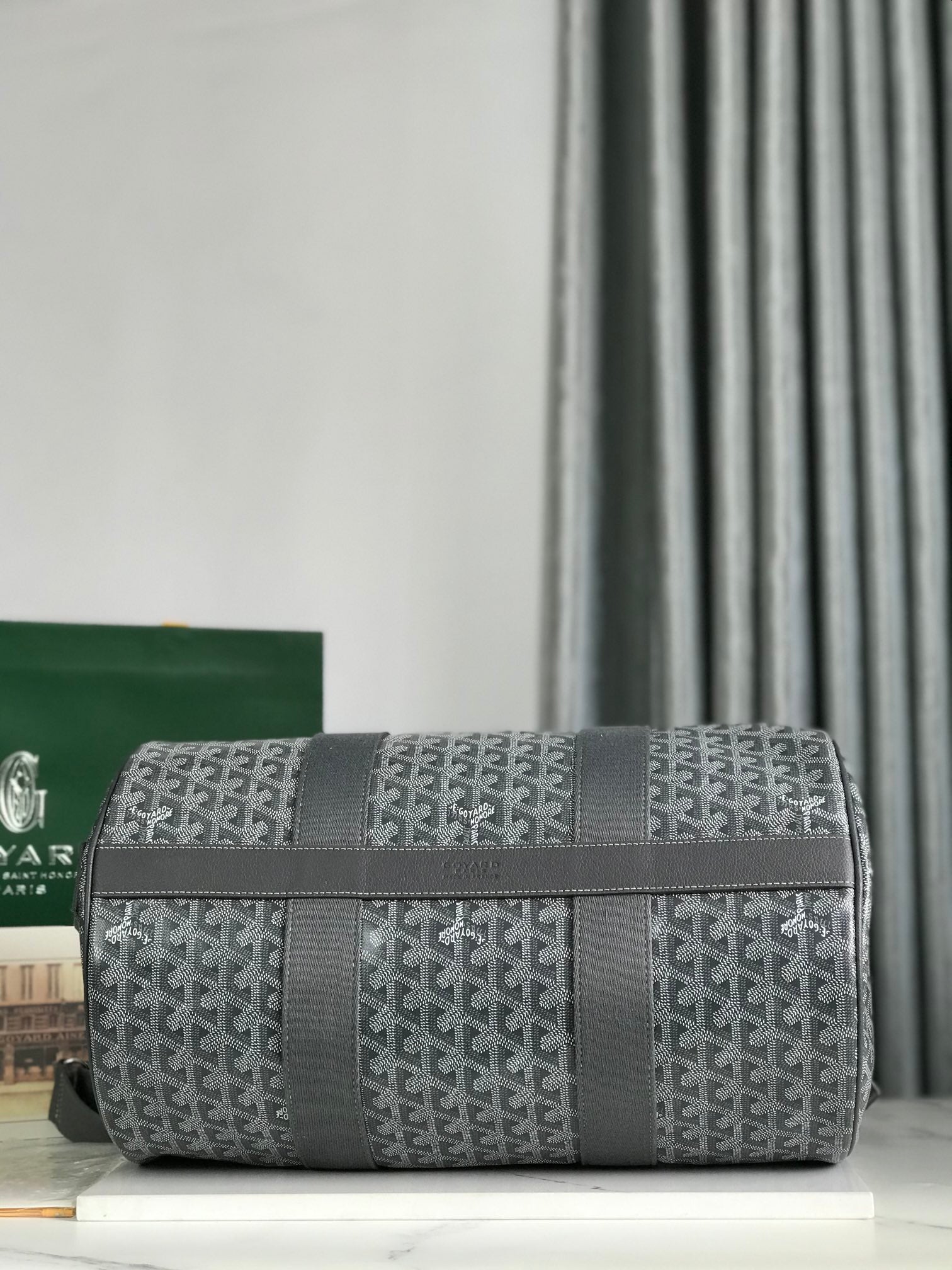 Goyard Barrel 40 Sports Bag Grey Canvas & Calfskin