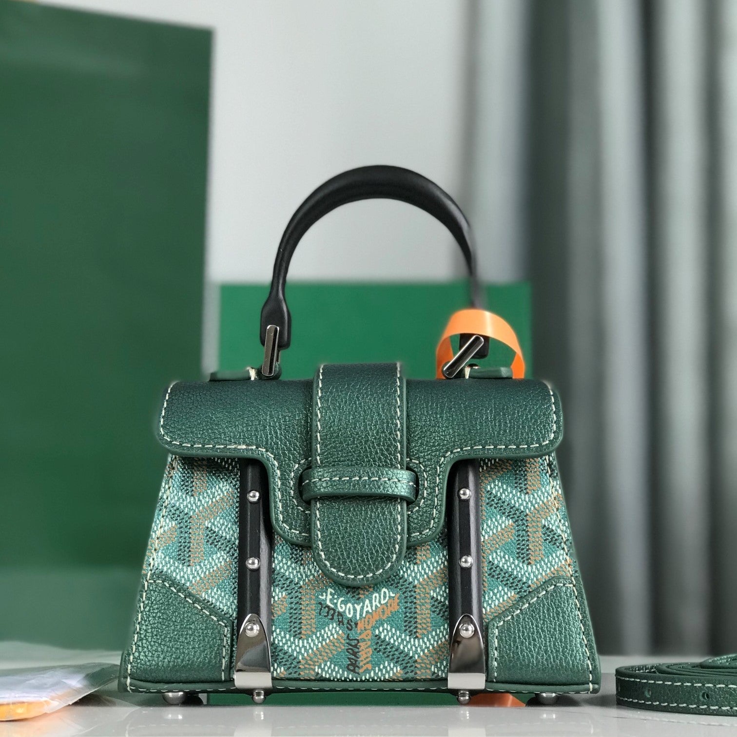 Goyard Saïgon Nano Mini Bag 14.5cm Green Canvas & Calfskin