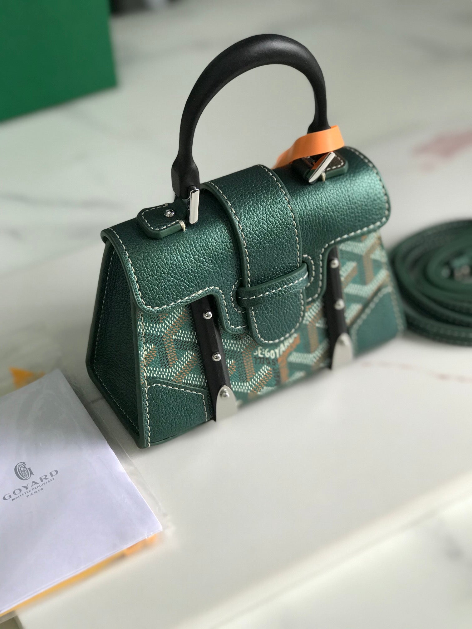 Goyard Saïgon Nano Mini Bag 14.5cm Green Canvas & Calfskin