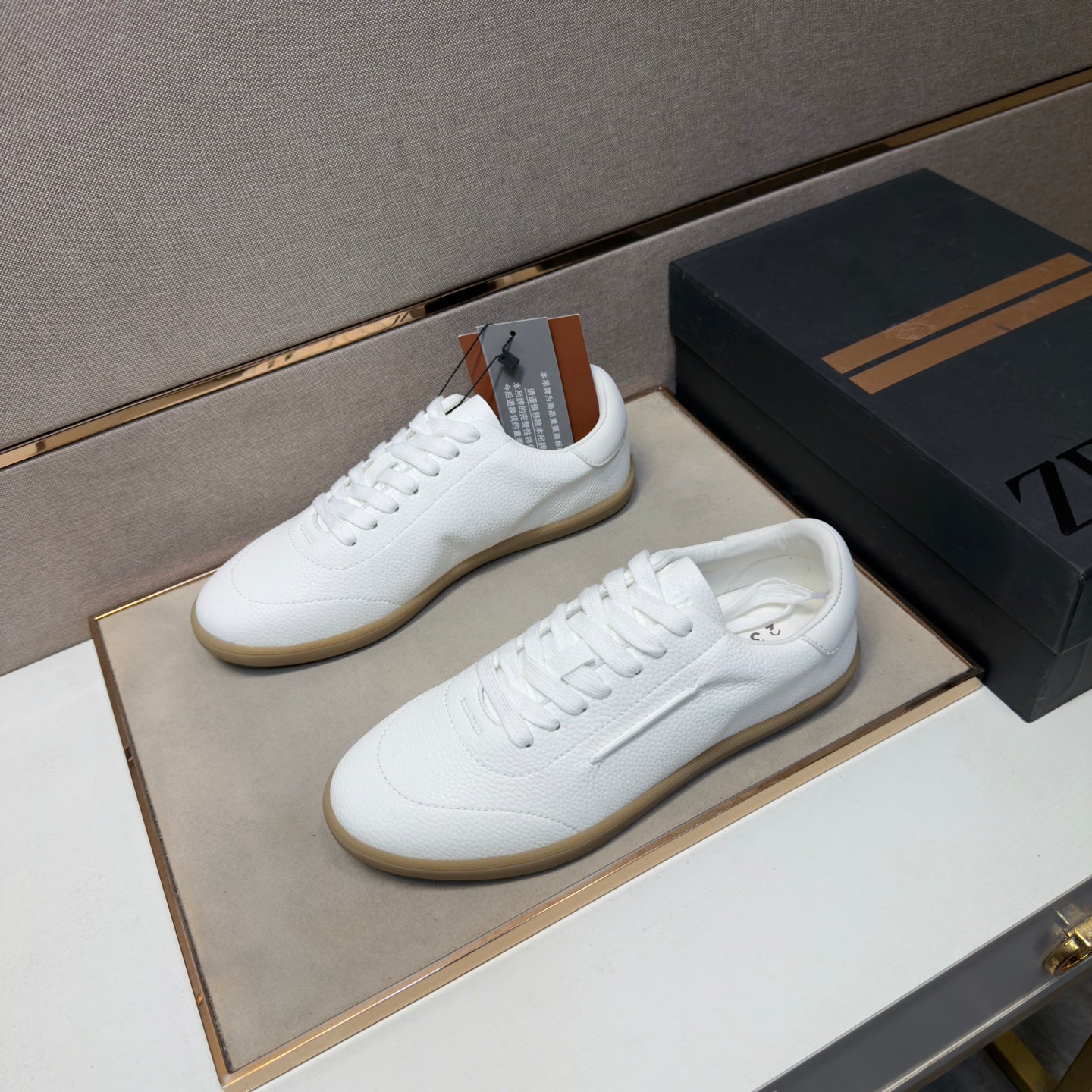 Zegna 232 Men’s Sneakers White Grain Leather 178302