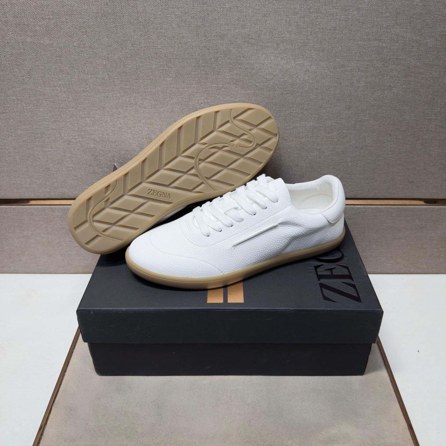 Zegna 232 Men’s Sneakers White Grain Leather 178302