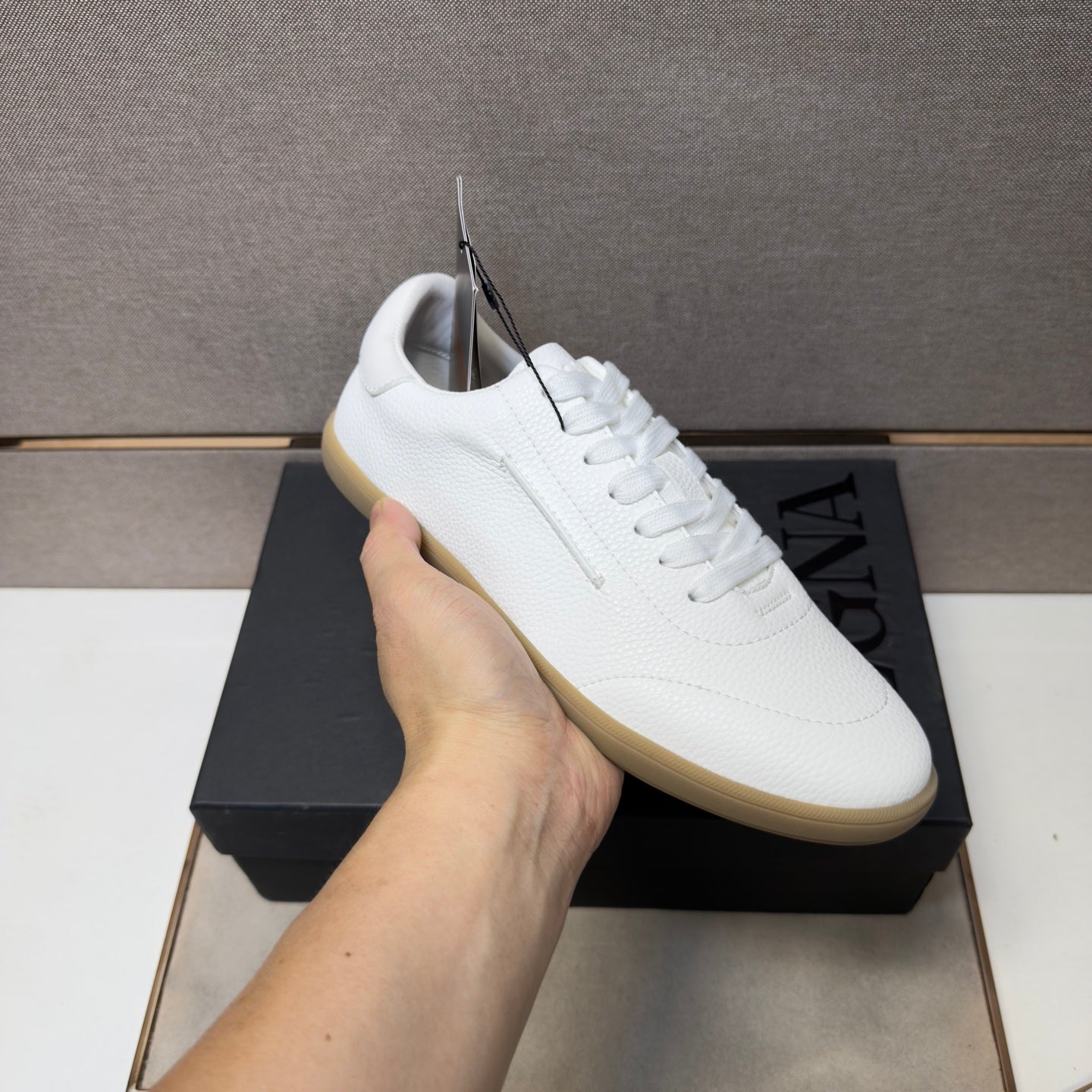 Zegna 232 Men’s Sneakers White Grain Leather 178302