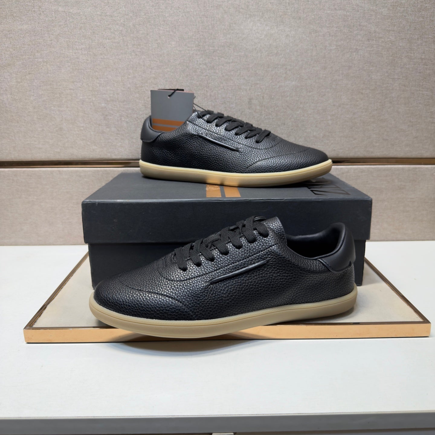 Zegna 232 Men’s Sneakers Black Grain Leather 178303