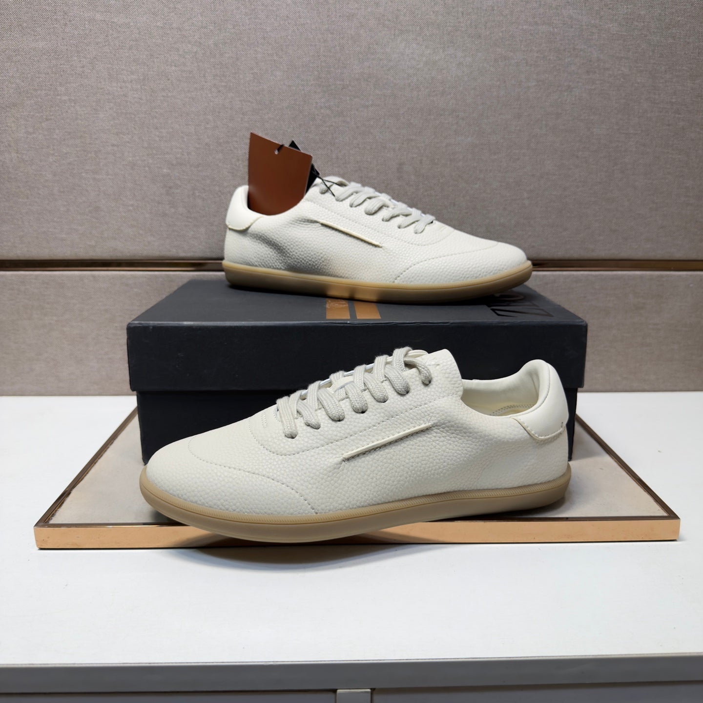 Zegna 232 Men’s Sneakers Cream Grain Leather 178305