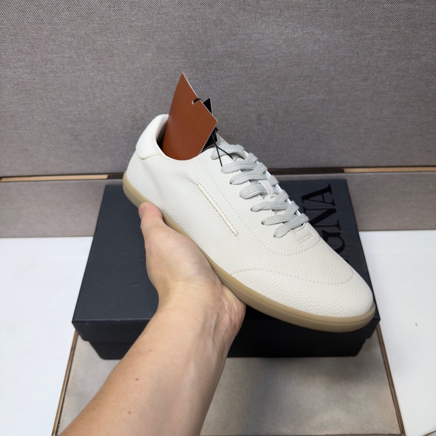 Zegna 232 Men’s Sneakers Cream Grain Leather 178305