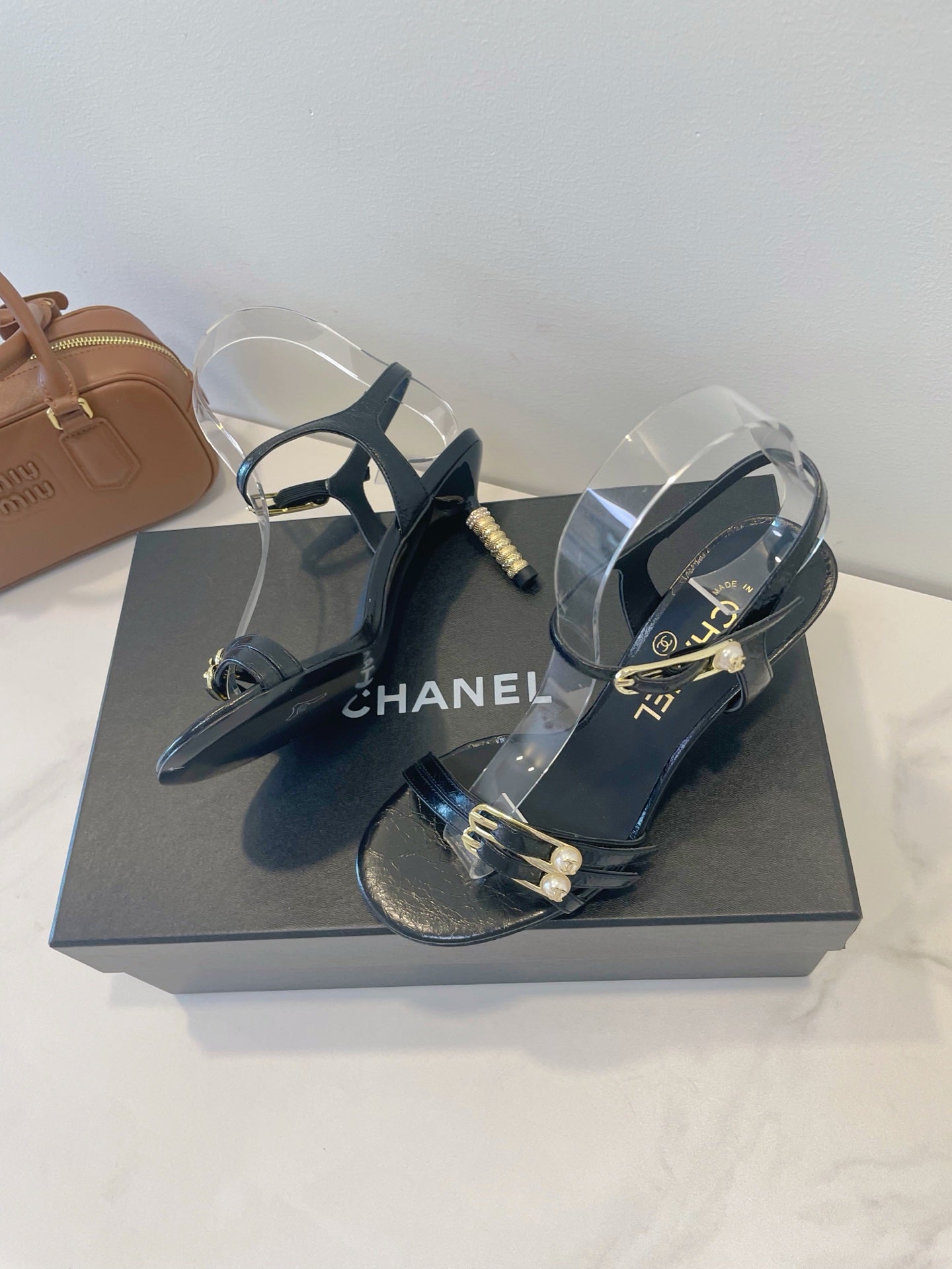 CC 26s High-Heeled Sandals 6.5cm Black Lambskin 941631