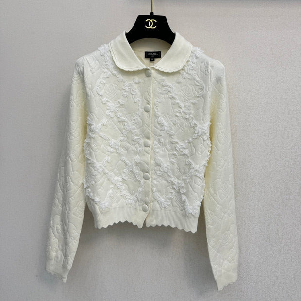Chanel 2026 Cardigan Cream-white Wool 424706
