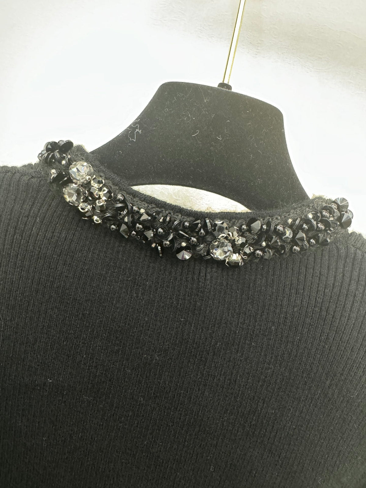 CC 26s Rhinestone-Embellished Knitted Cardigan Black Silk Wool 424679