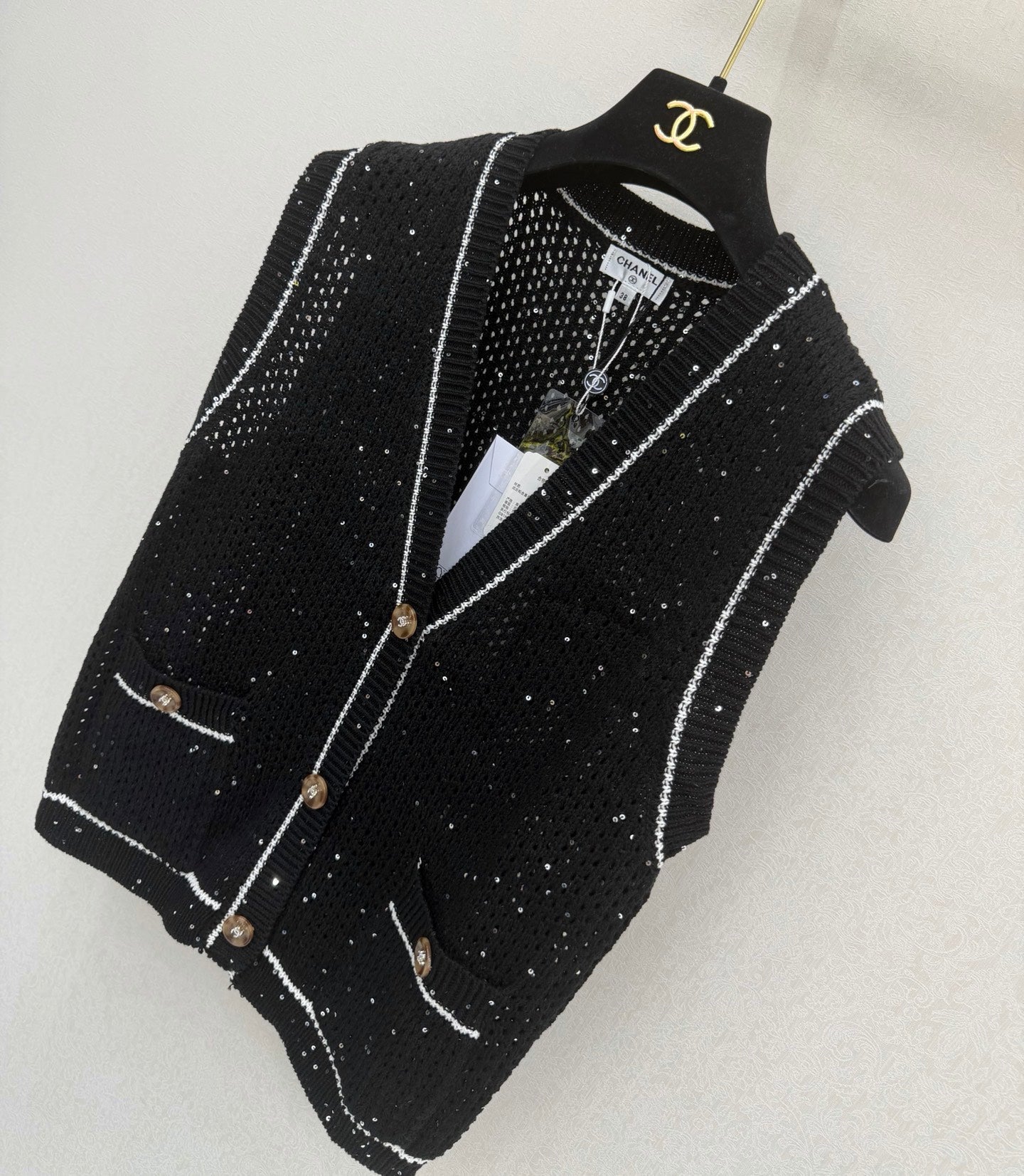 CC 26s Vest Black Cotton 394847