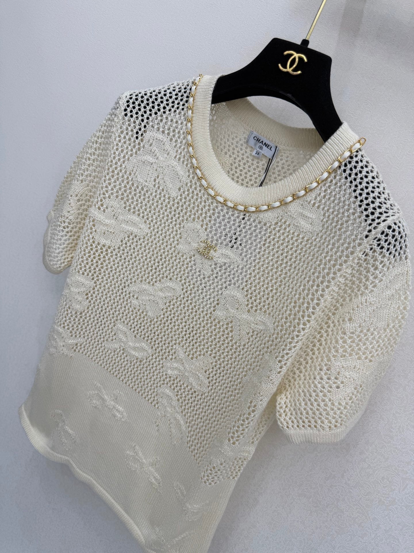 CC 26s Crew Neck Short-Sleeved Shirt White Cotton 394842
