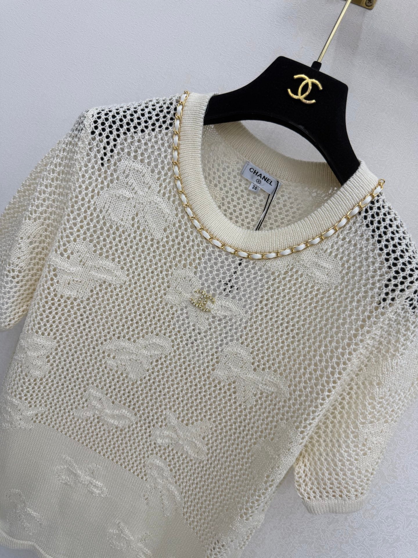 CC 26s Crew Neck Short-Sleeved Shirt White Cotton 394842