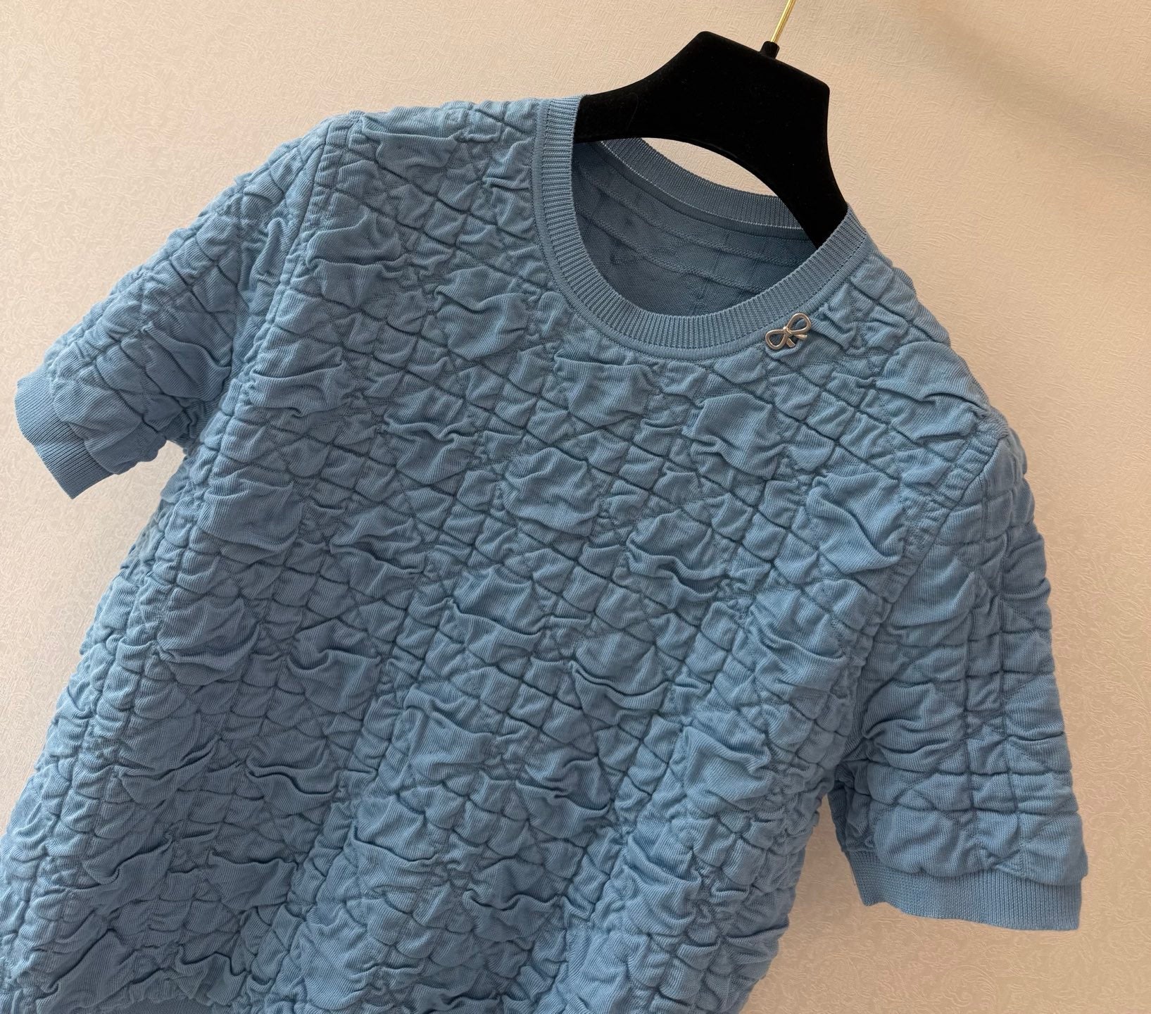 CD Crew Neck Short-Sleeved Shirt Stale Blue Slik 394819