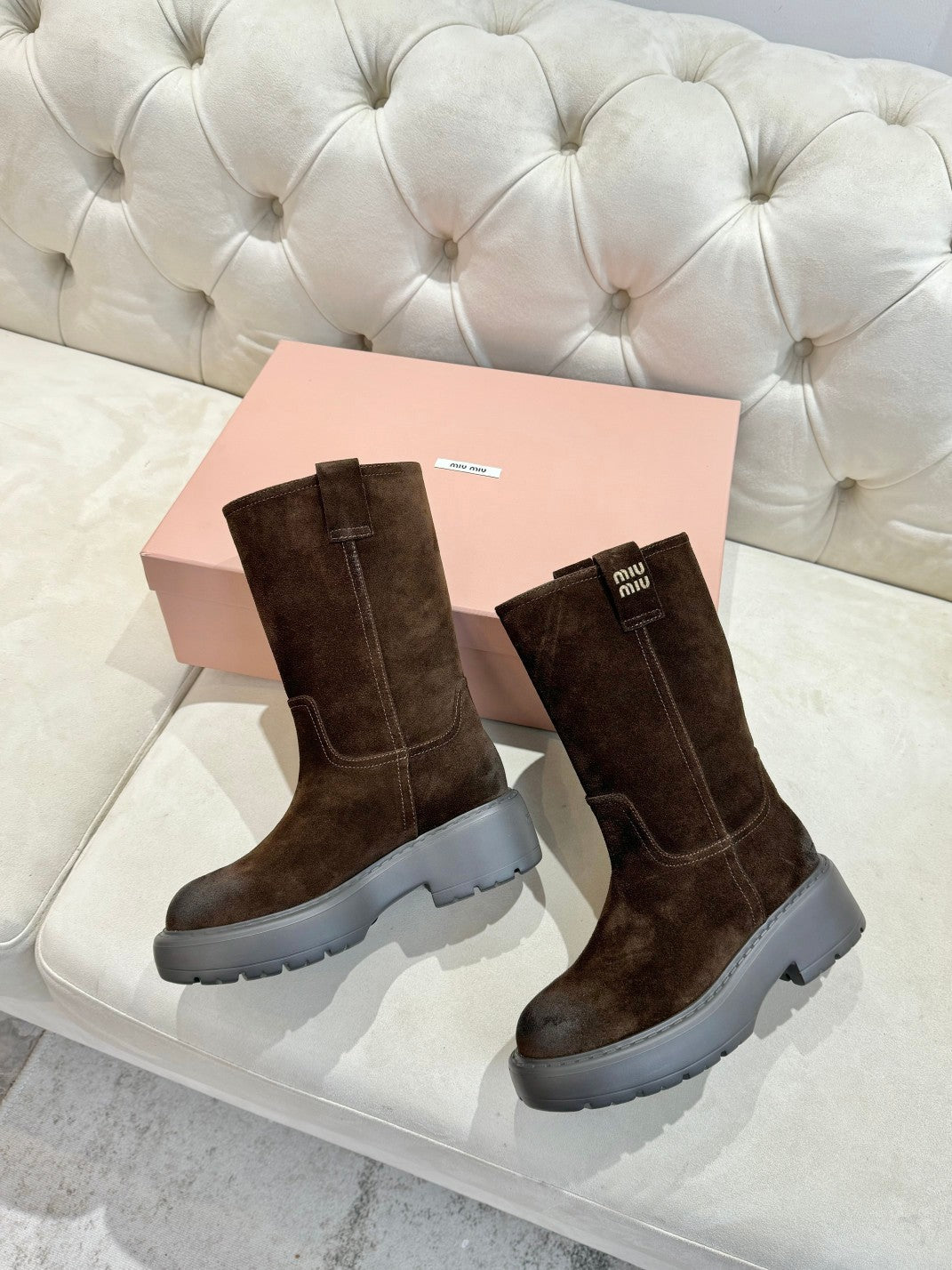 Miu Boots Cedar Brown Suede 455931