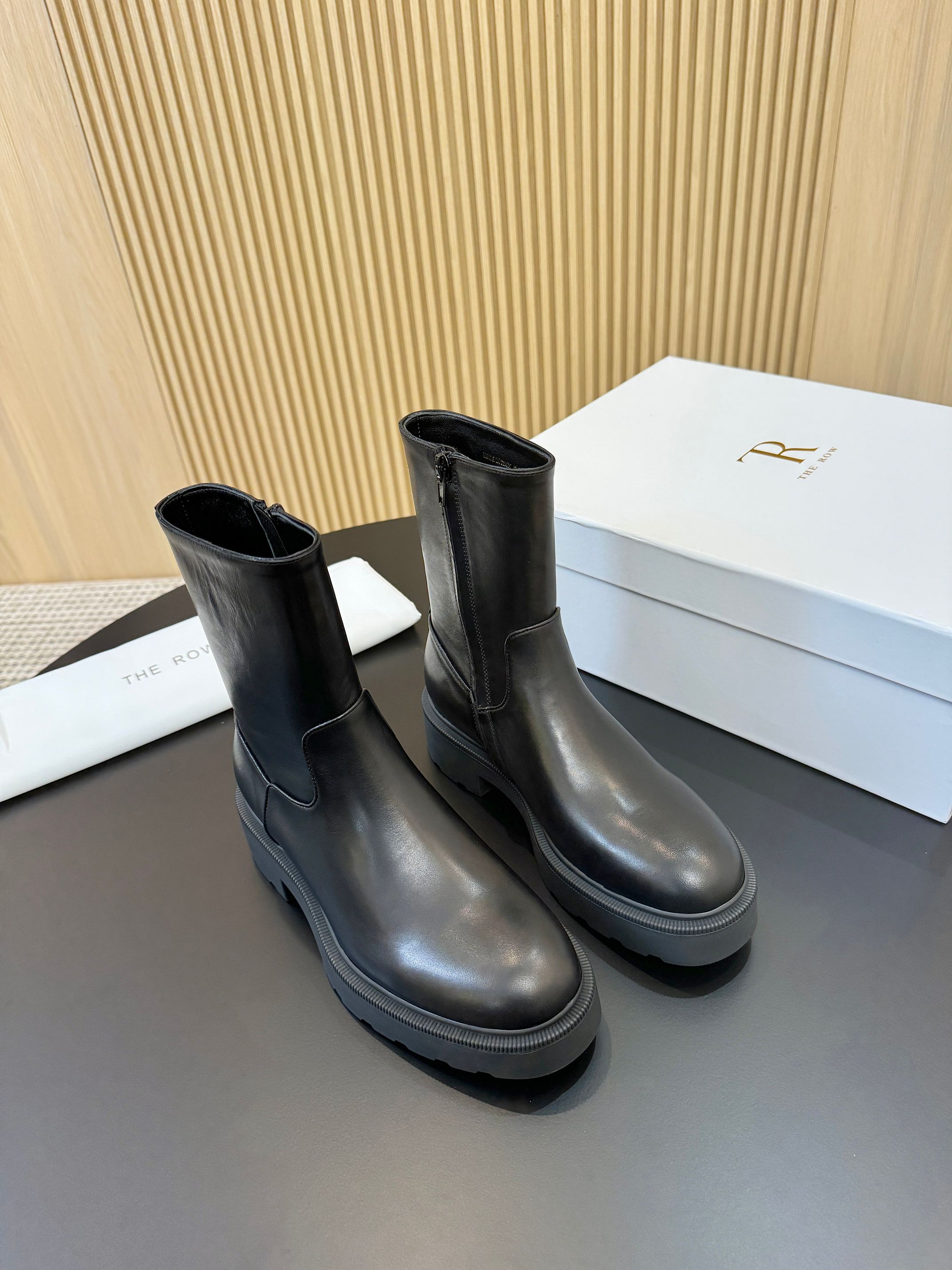 The Row Nobilis Boots Black Cowhide 455863