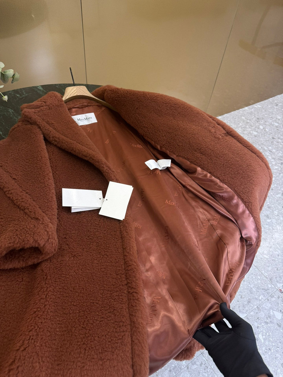 Max Mara 26s Teddy Bear Long Coat Camel Alpaca Wool Silk 429256