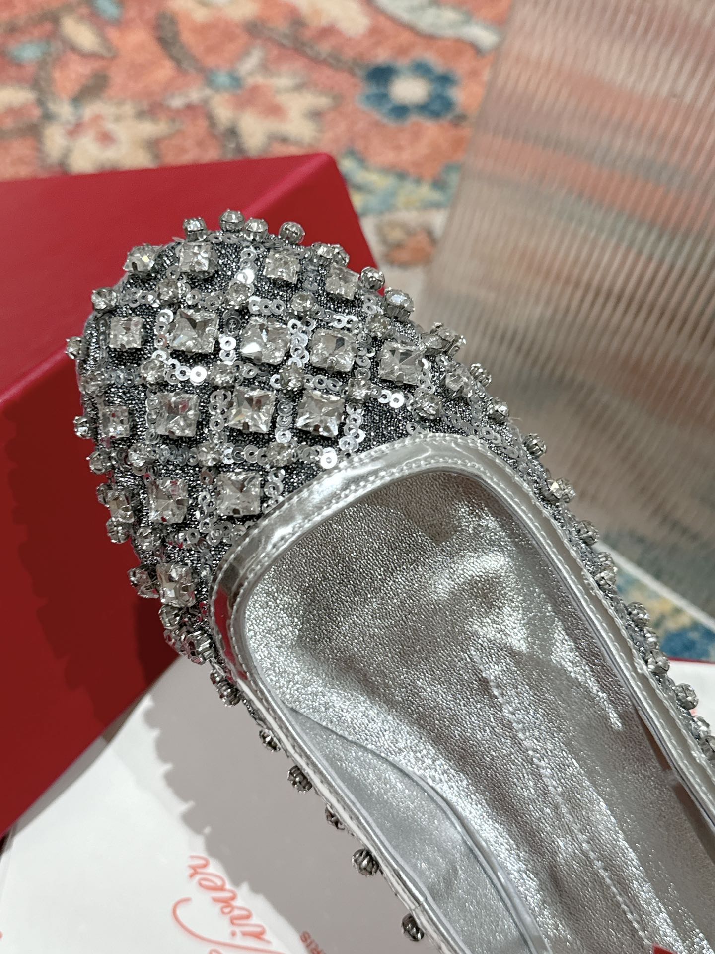 Viv 25 Mary Jane Flats Silver Fabric Rhinestone 247124