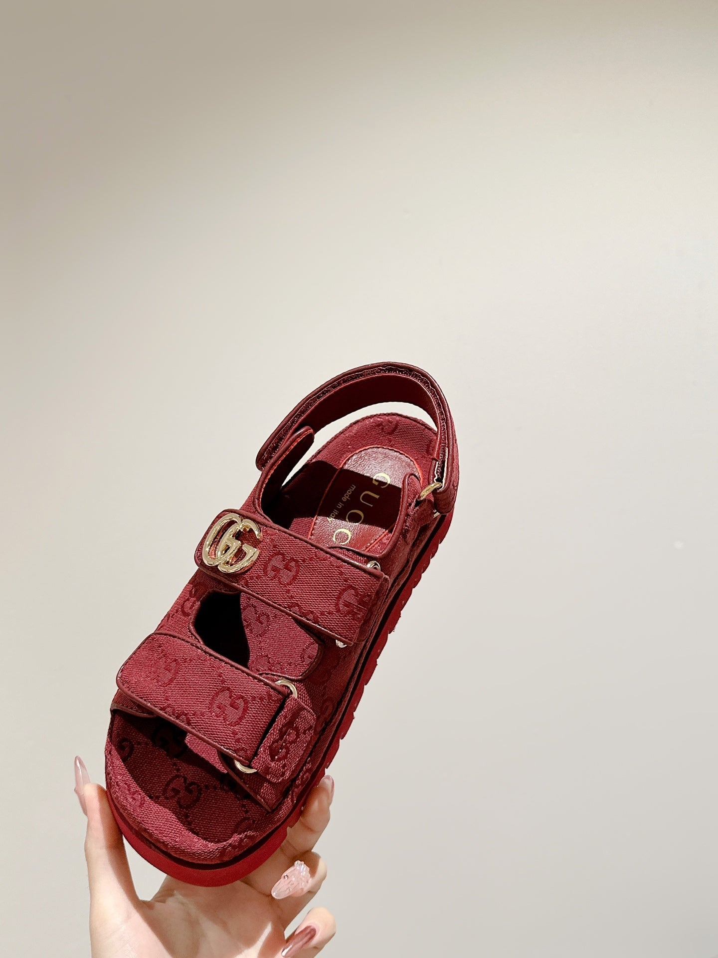 GG 26s Double G Sandals Red Canvas 929384