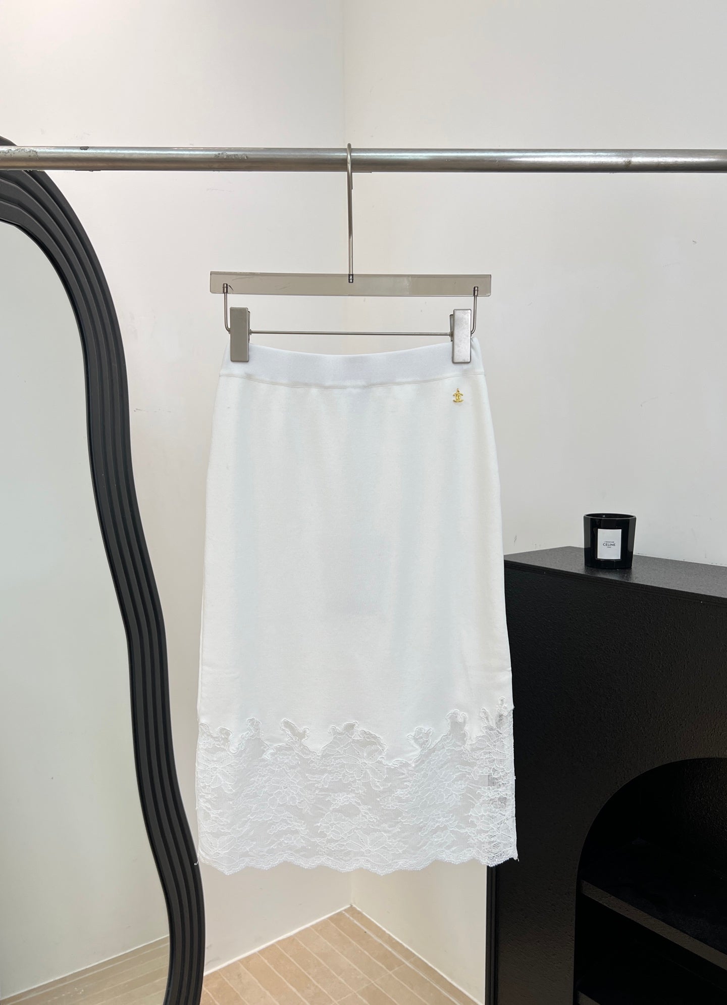 Chanel 26s Lace Hem Midi Skirt 1314